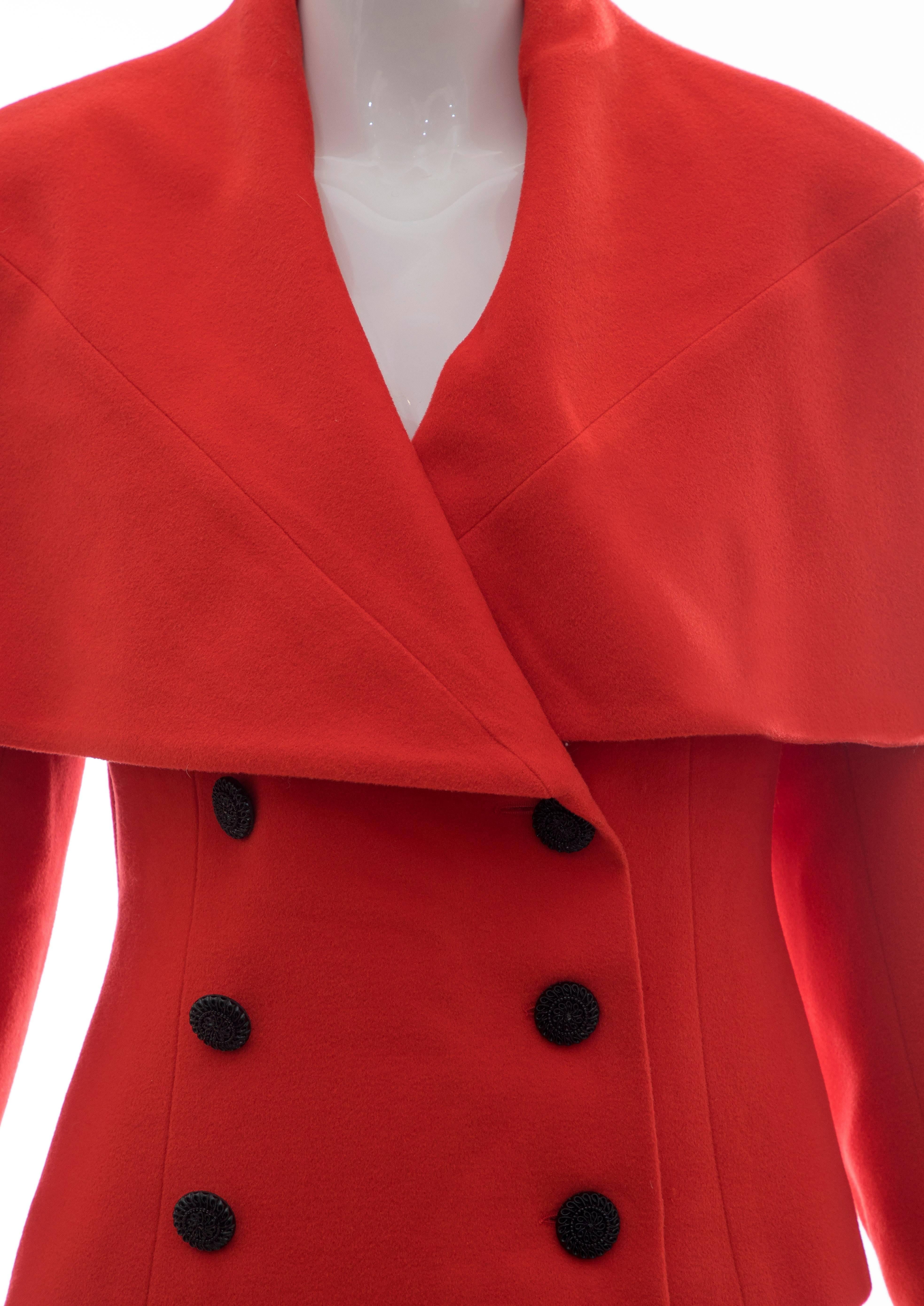 Red Karl Lagerfeld For Chloe Paprika Wool Shawl Collar Jacket, Circa 1980's For Sale