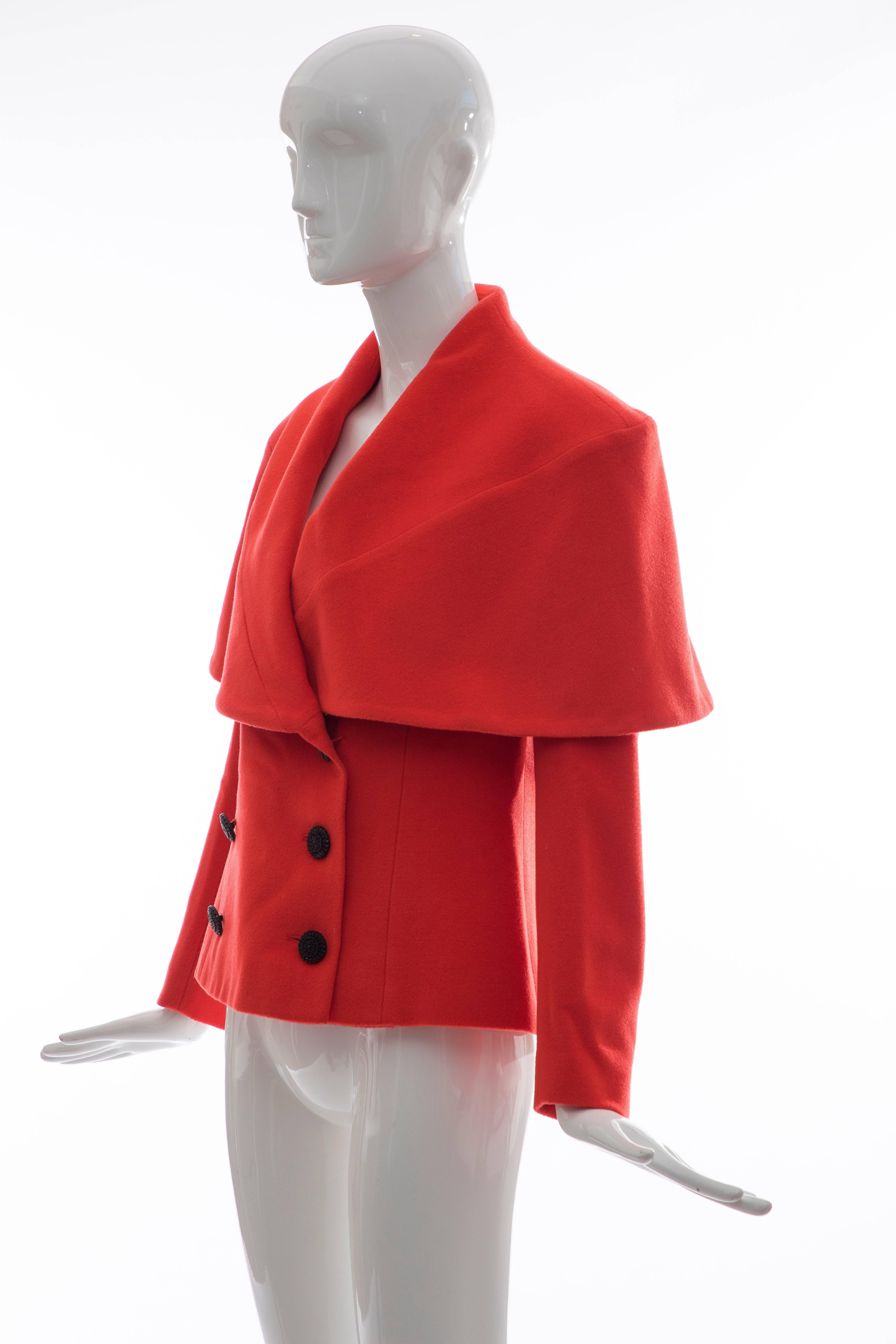 Karl Lagerfeld For Chloe Paprika Wool Shawl Collar Jacket, Circa 1980's For Sale 2