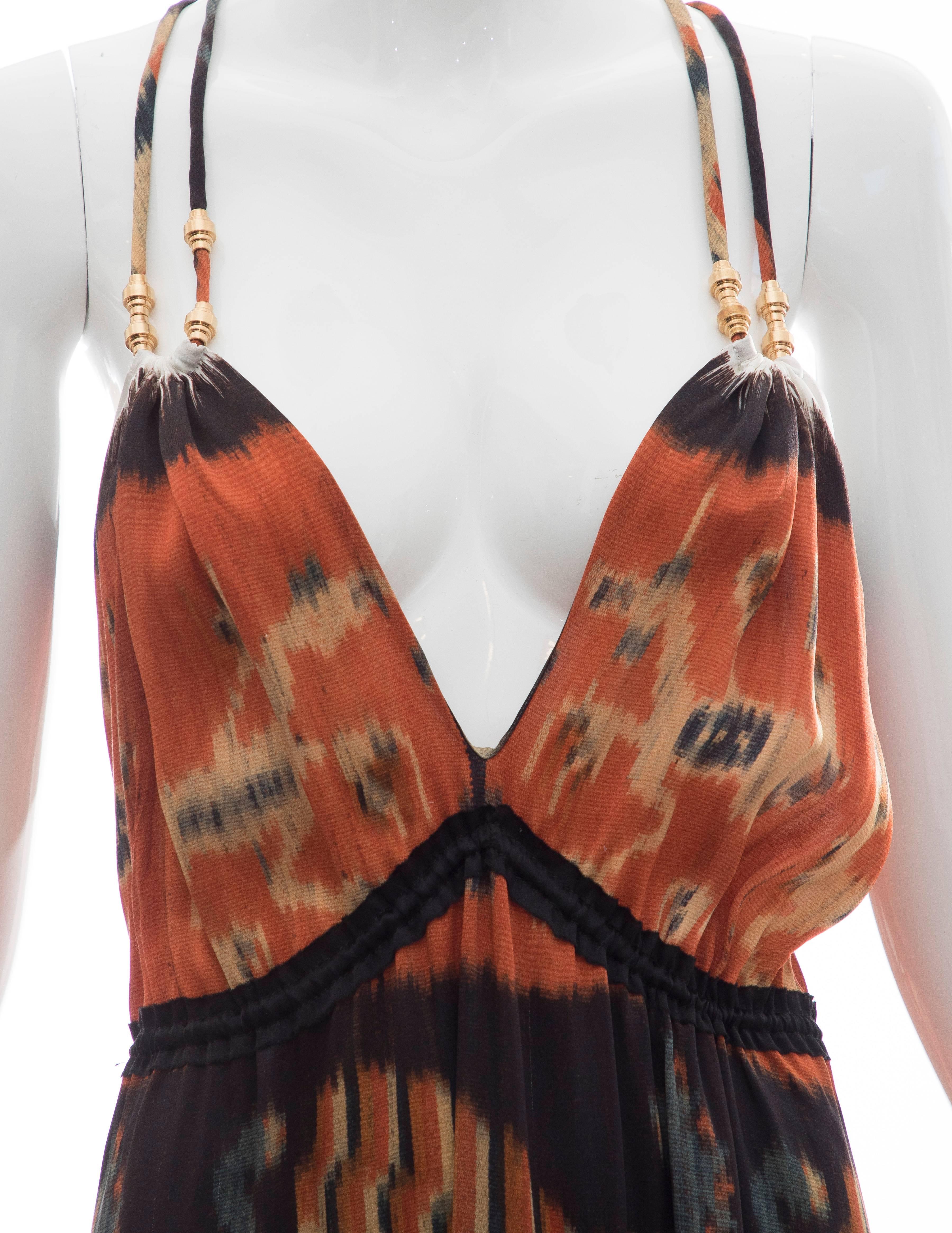 Black Nicolas Ghesquière for Balenciaga Silk Ikat Print Sleeveless Top, Fall 2007 For Sale