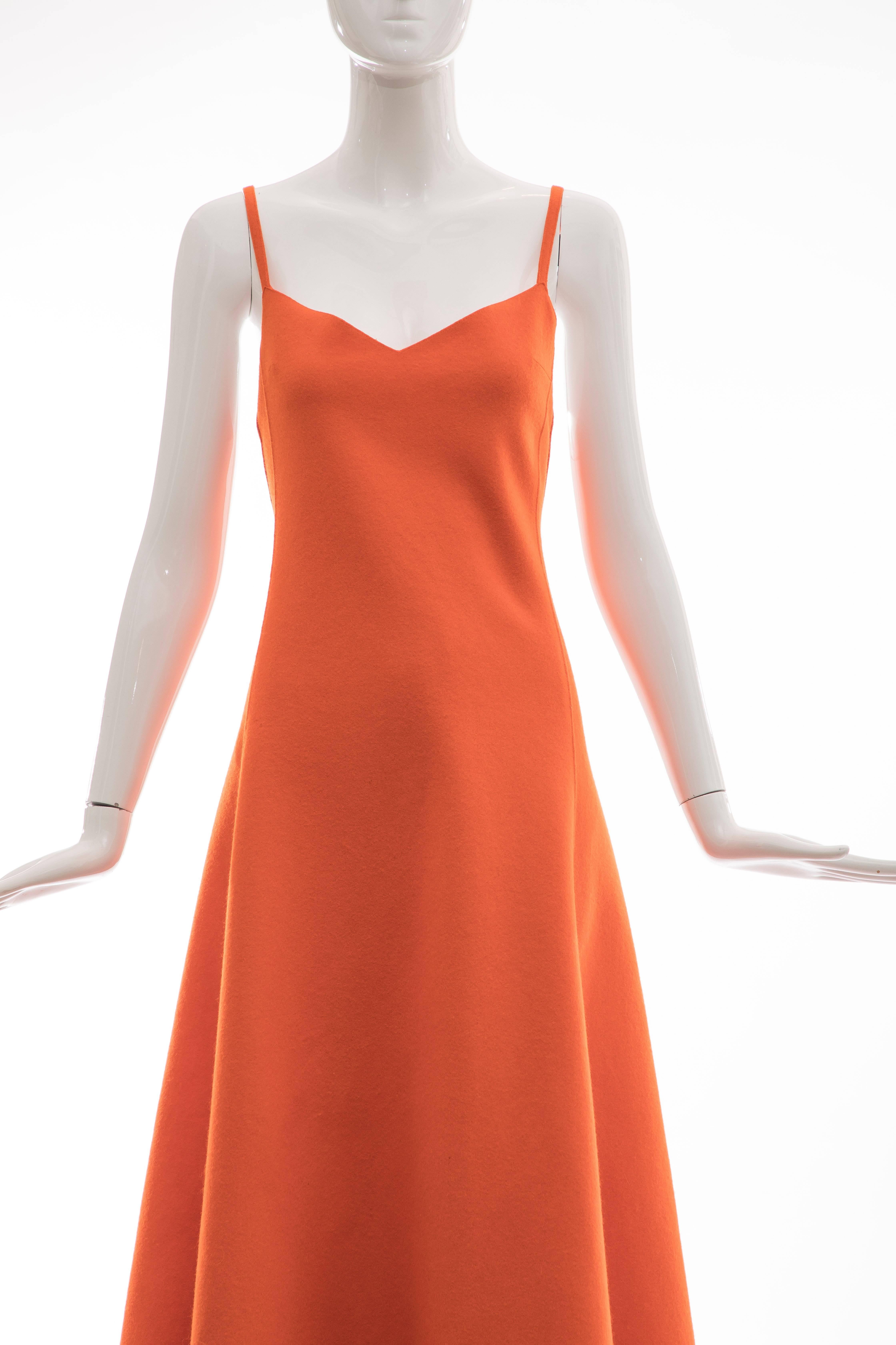 Orange Ralph Lauren Collection Wool Felt Evening Dress, Fall 1999