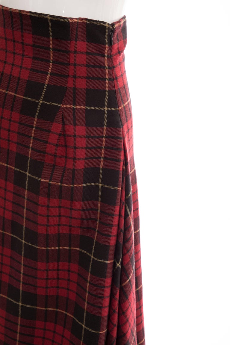 Jupe Alexander McQueen TARTAN Rouge Laine - Coupe Asymétrique - Taille S Occasion Très Bon État