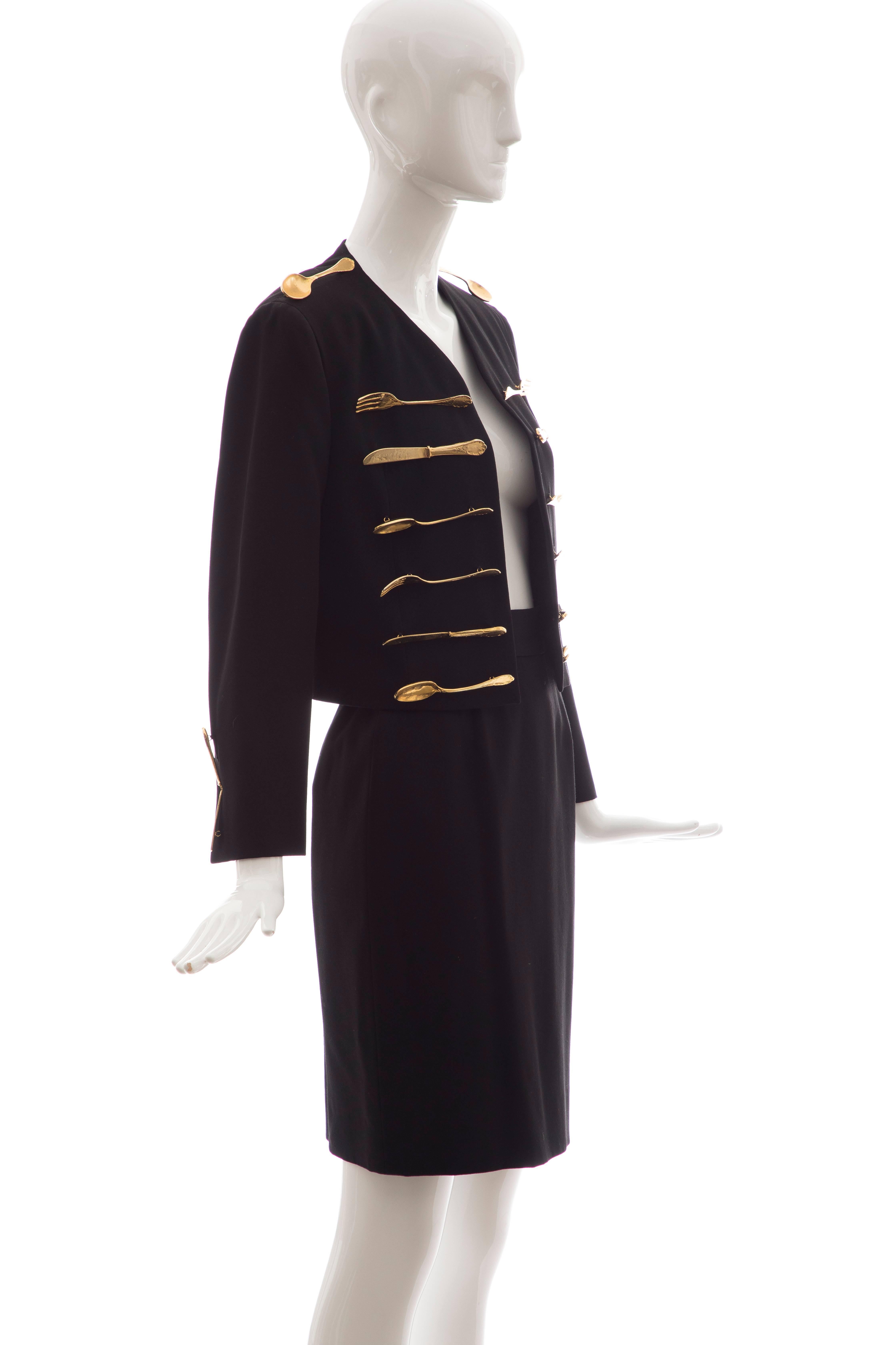Moschino Couture Black Wool Dinner Suit Show Off Collection, Fall - Winter 1989 In Excellent Condition In Cincinnati, OH