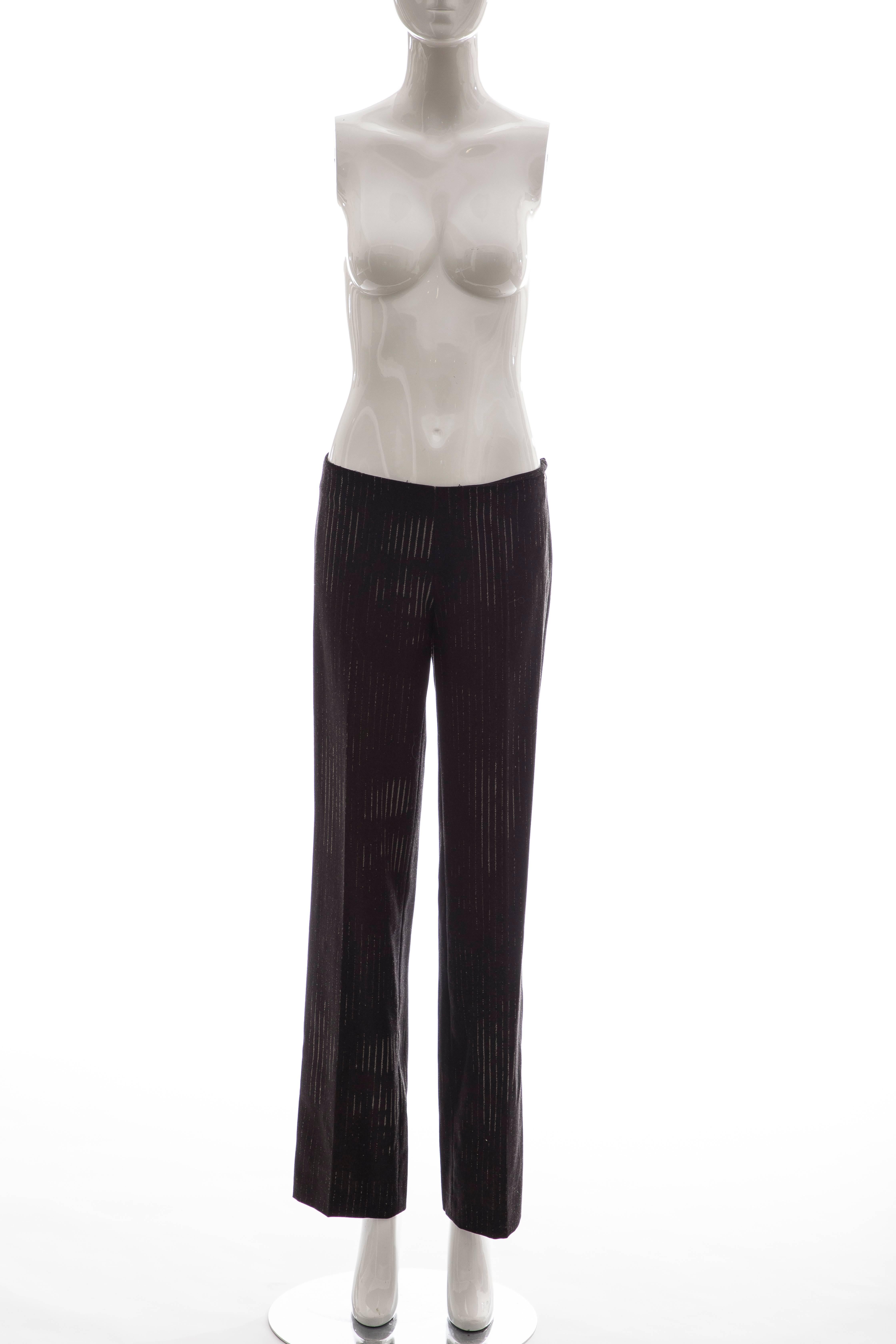 Jean Paul Gaultier 3D Printed Faces Wool Grey Pinstripe Pantsuit, Circa 1990's 4