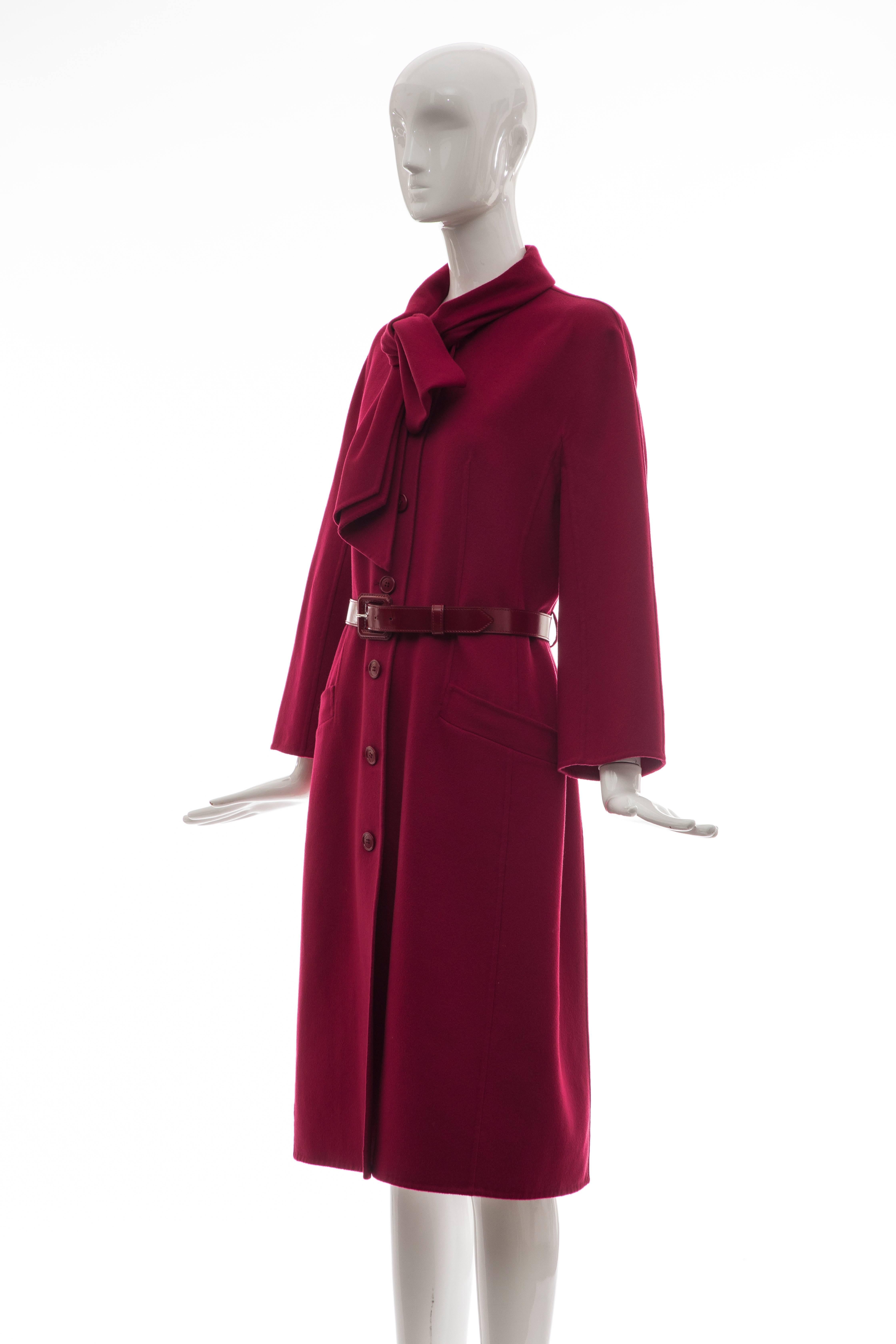 Christian Dior Crimson Red Button Front Cashmere Coat 2