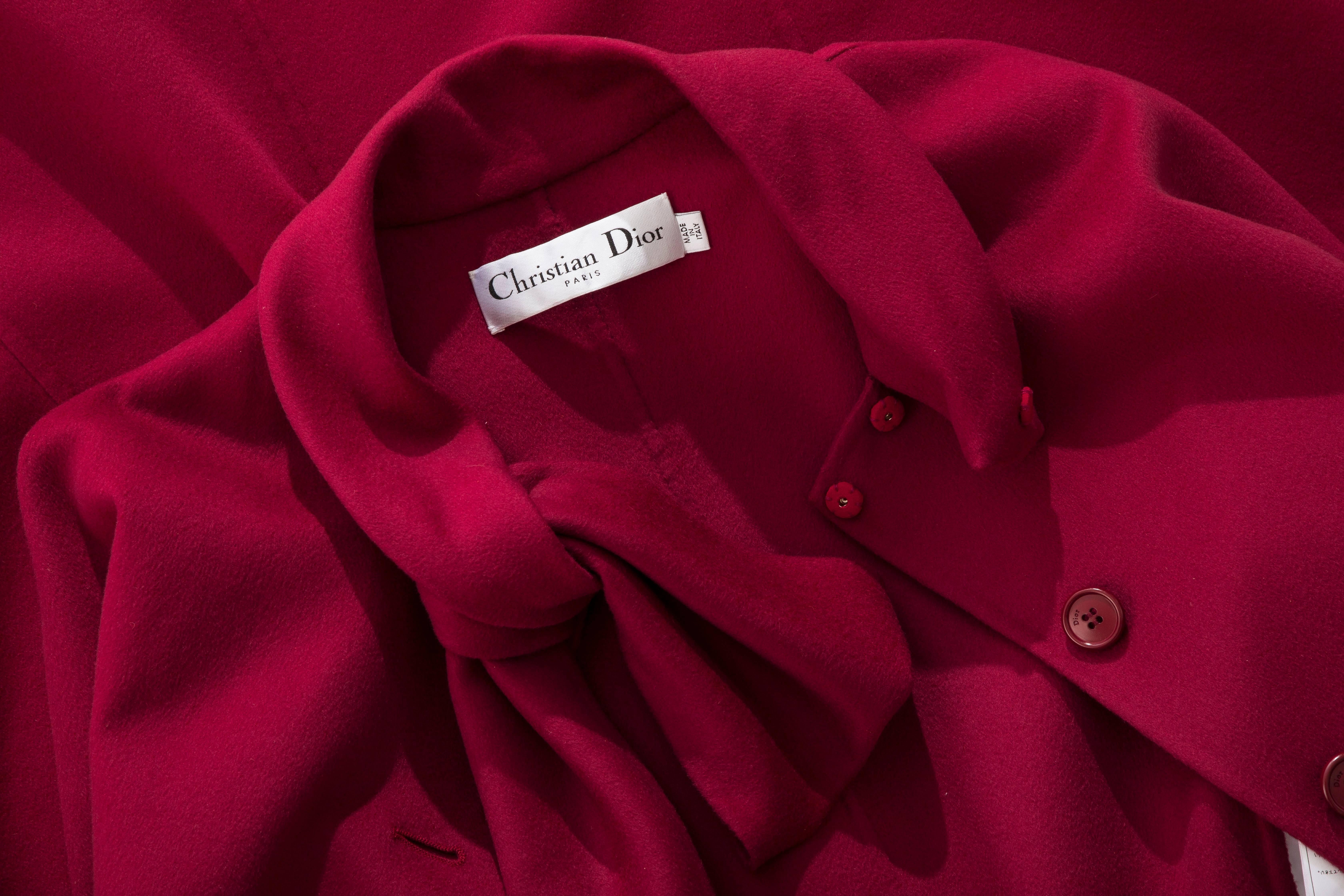 Christian Dior Crimson Red Button Front Cashmere Coat 3