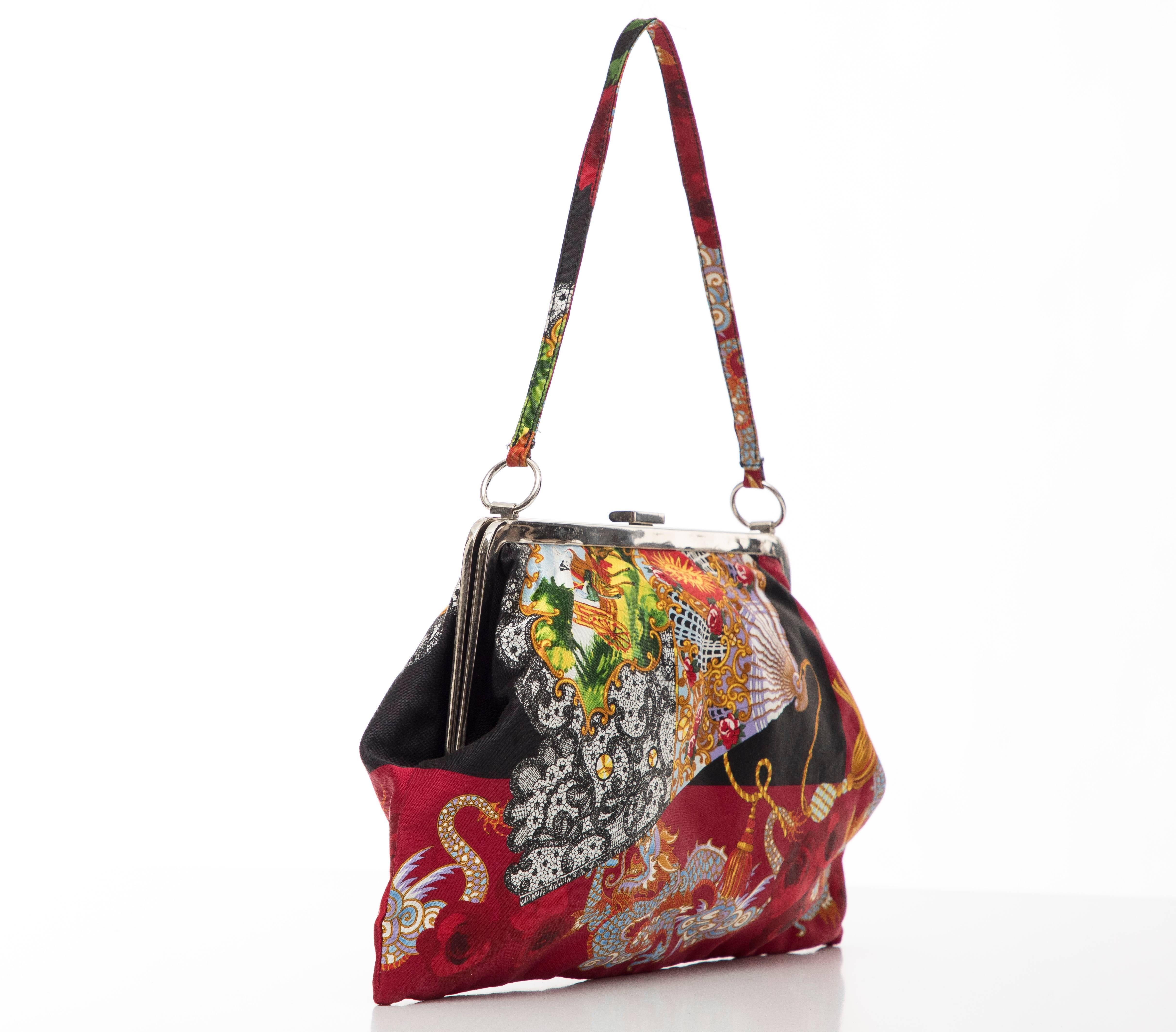 Dolce & Gabbana Printed Fan And Dragon Silk Evening Bag, Circa 1999 1