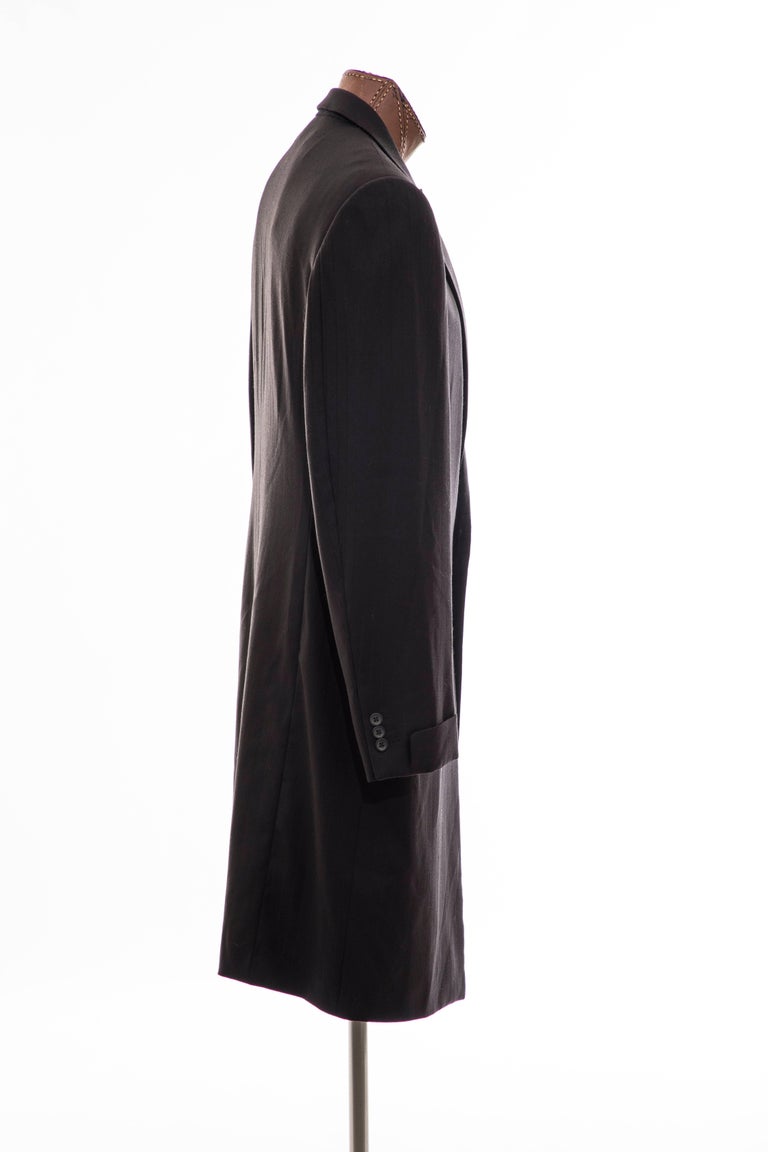 Gianni Versace Couture Men's Black Pinstriped Wool Overcoat, Circa 1990 ...