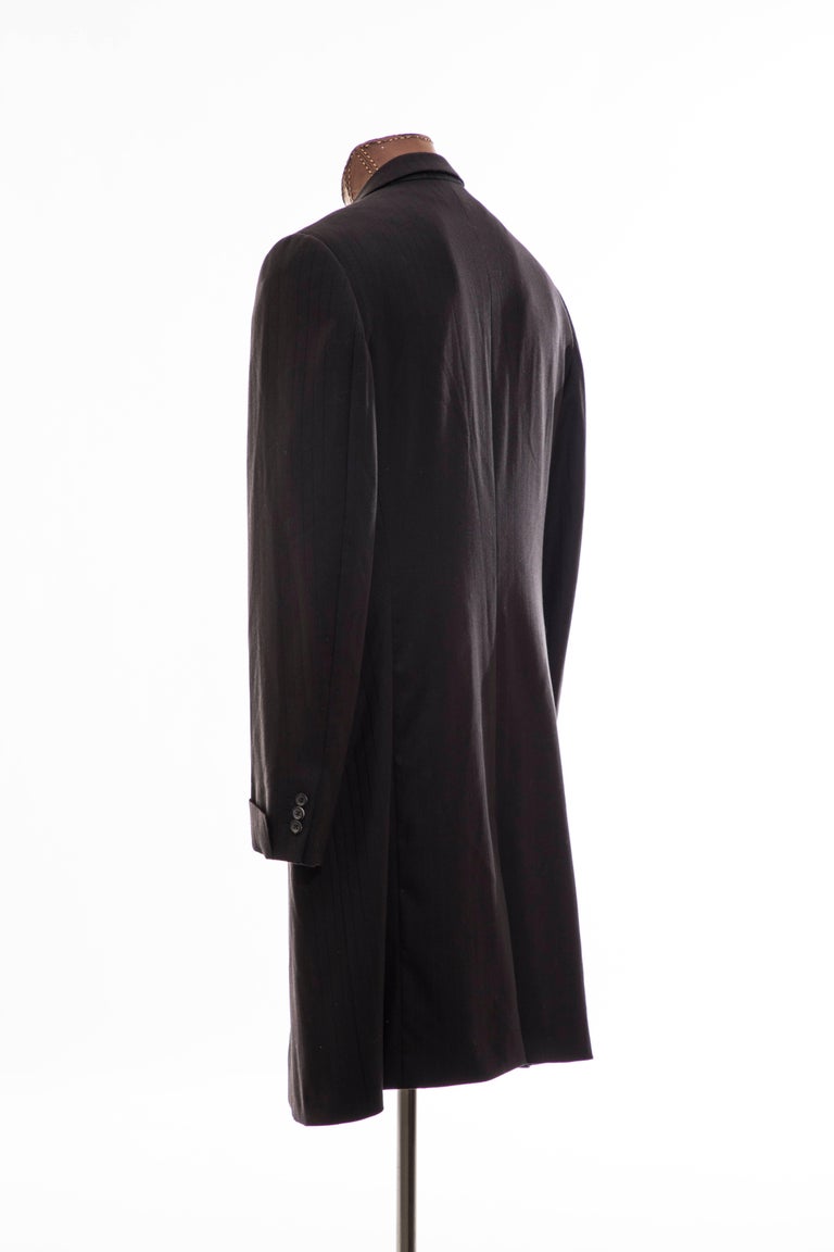 Gianni Versace Couture Men's Black Pinstriped Wool Overcoat, Circa 1990 ...