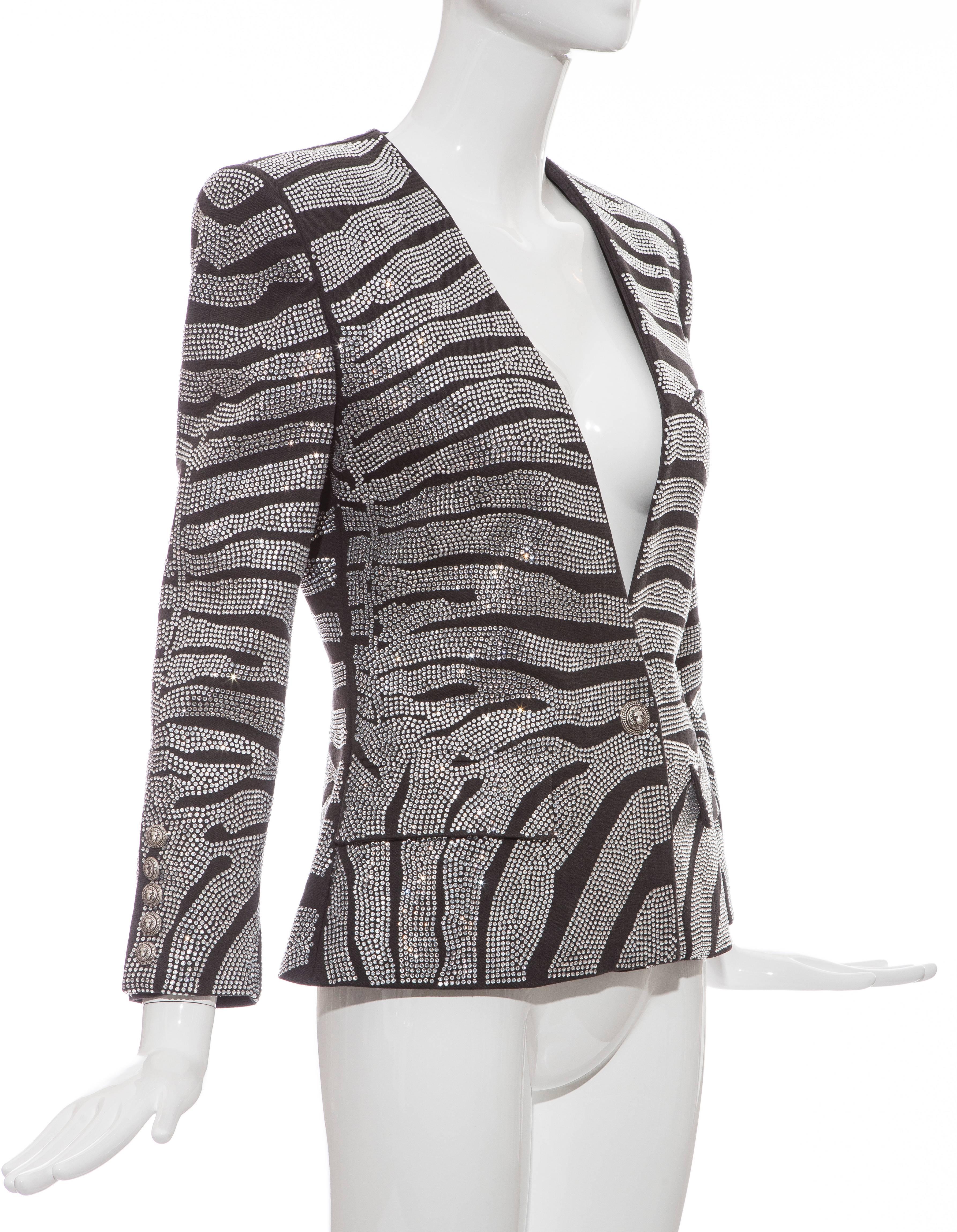 Balmain Crystal Embellished Zebra Print Jacket, Pre-Fall 2014 In New Condition In Cincinnati, OH