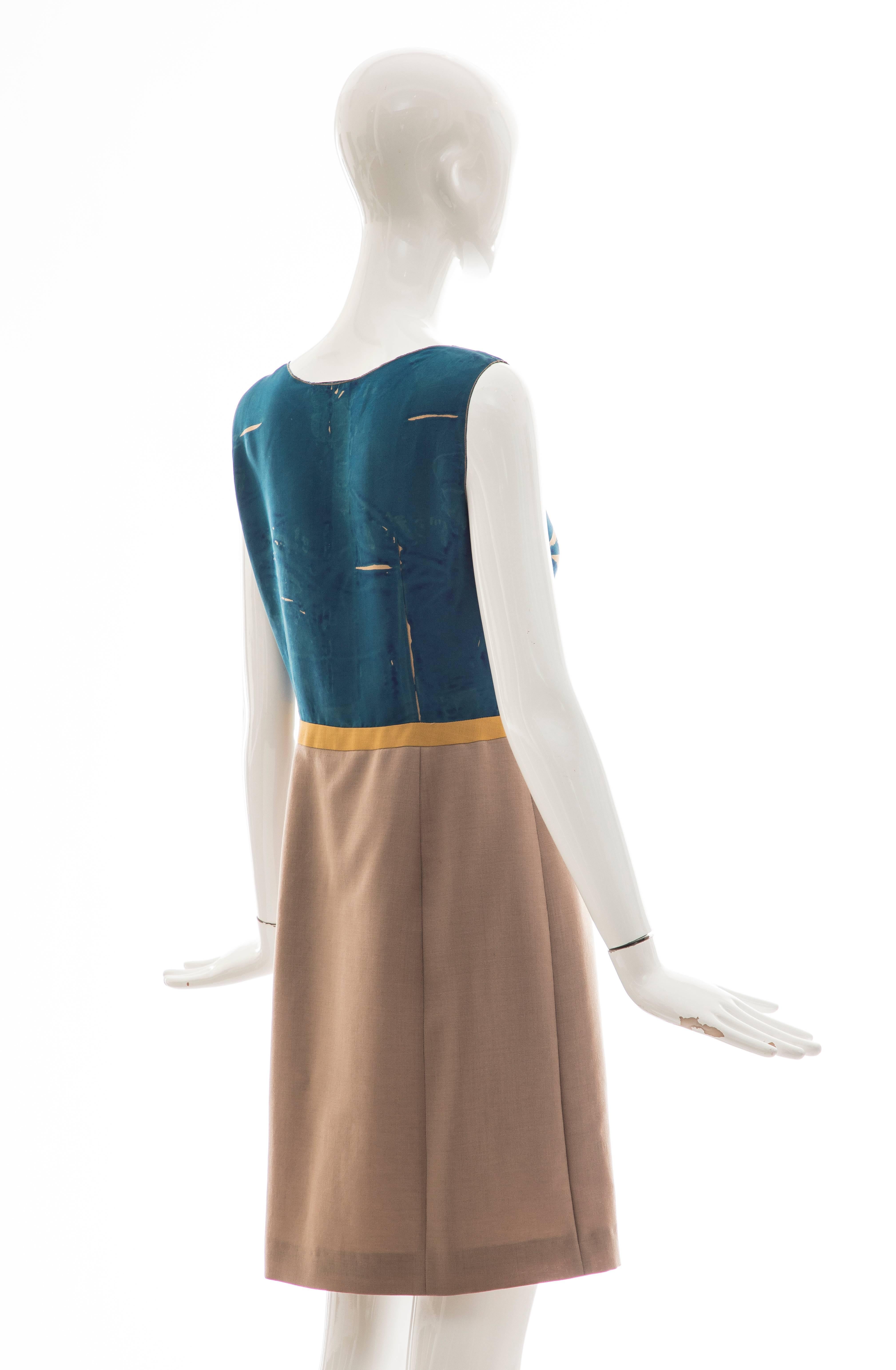 Prada Runway Sleeveless Silk Mohair Dress Applique Parrot Motif, Spring 2005 In Excellent Condition In Cincinnati, OH