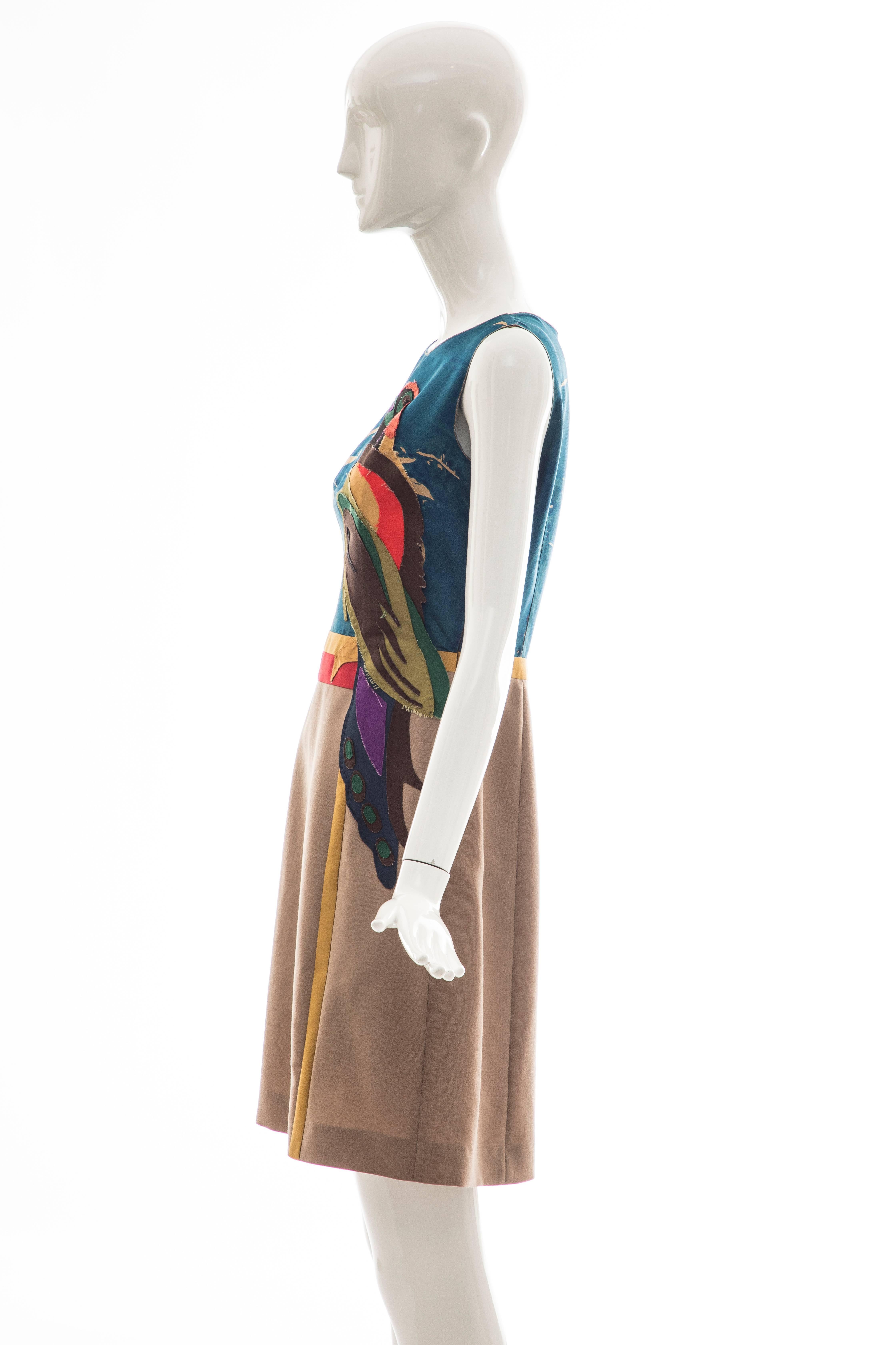 Prada Runway Sleeveless Silk Mohair Dress Applique Parrot Motif, Spring 2005 1