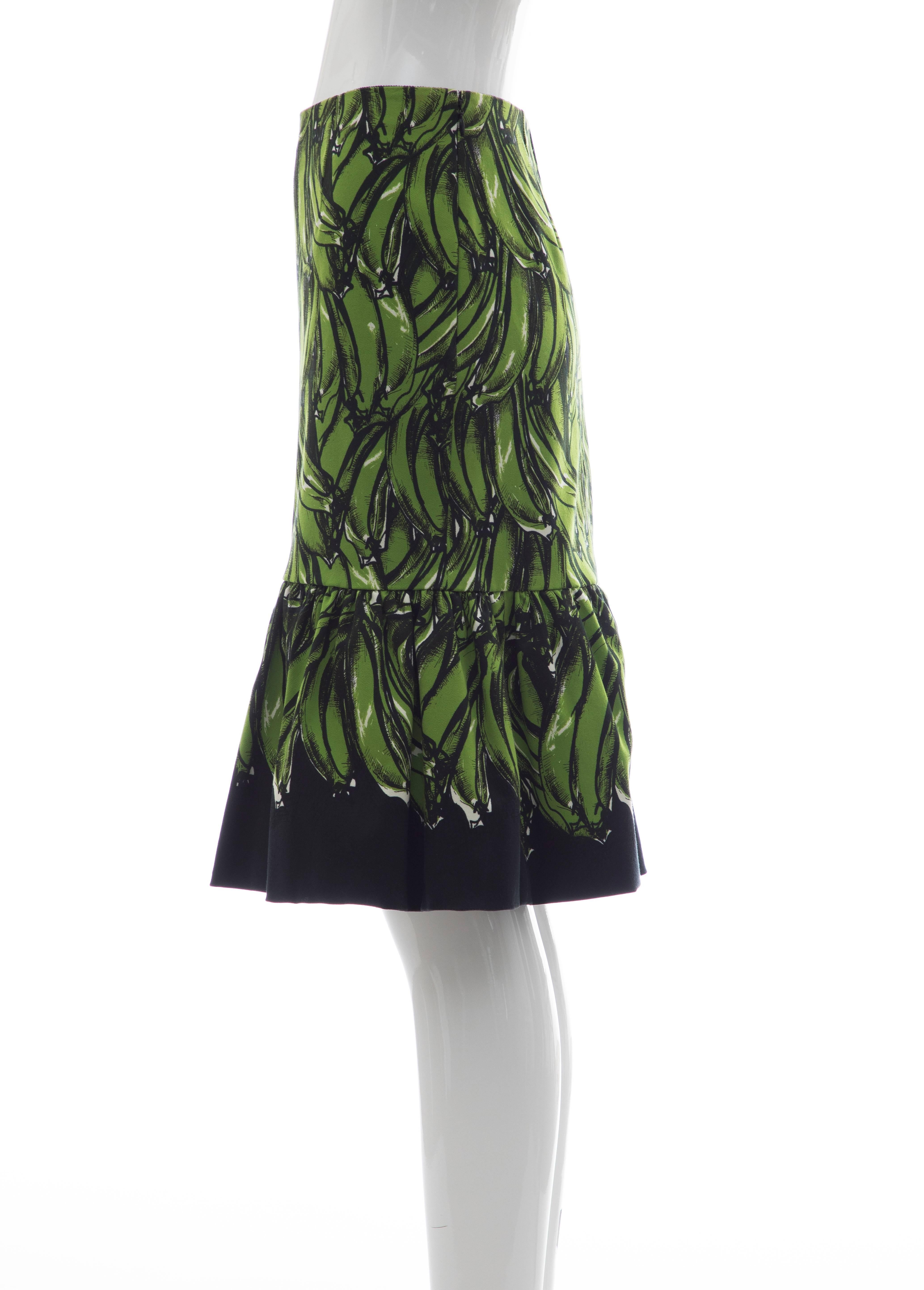 Prada Black Cotton With Green Plantains Print Skirt, Spring - Summer 2011 2