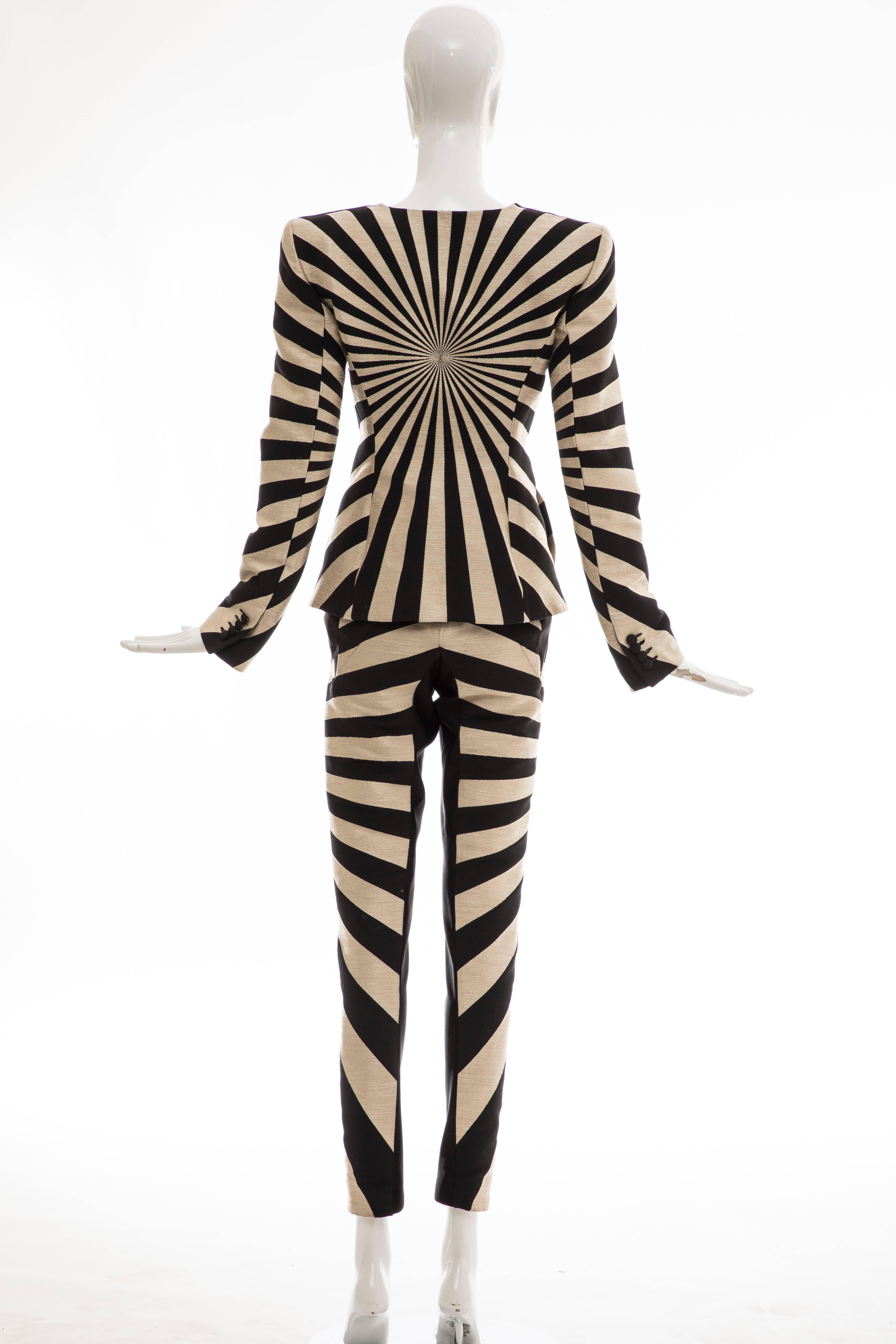 Black Gareth Pugh Woven Striped Pattern Pantsuit, Spring 2017 For Sale