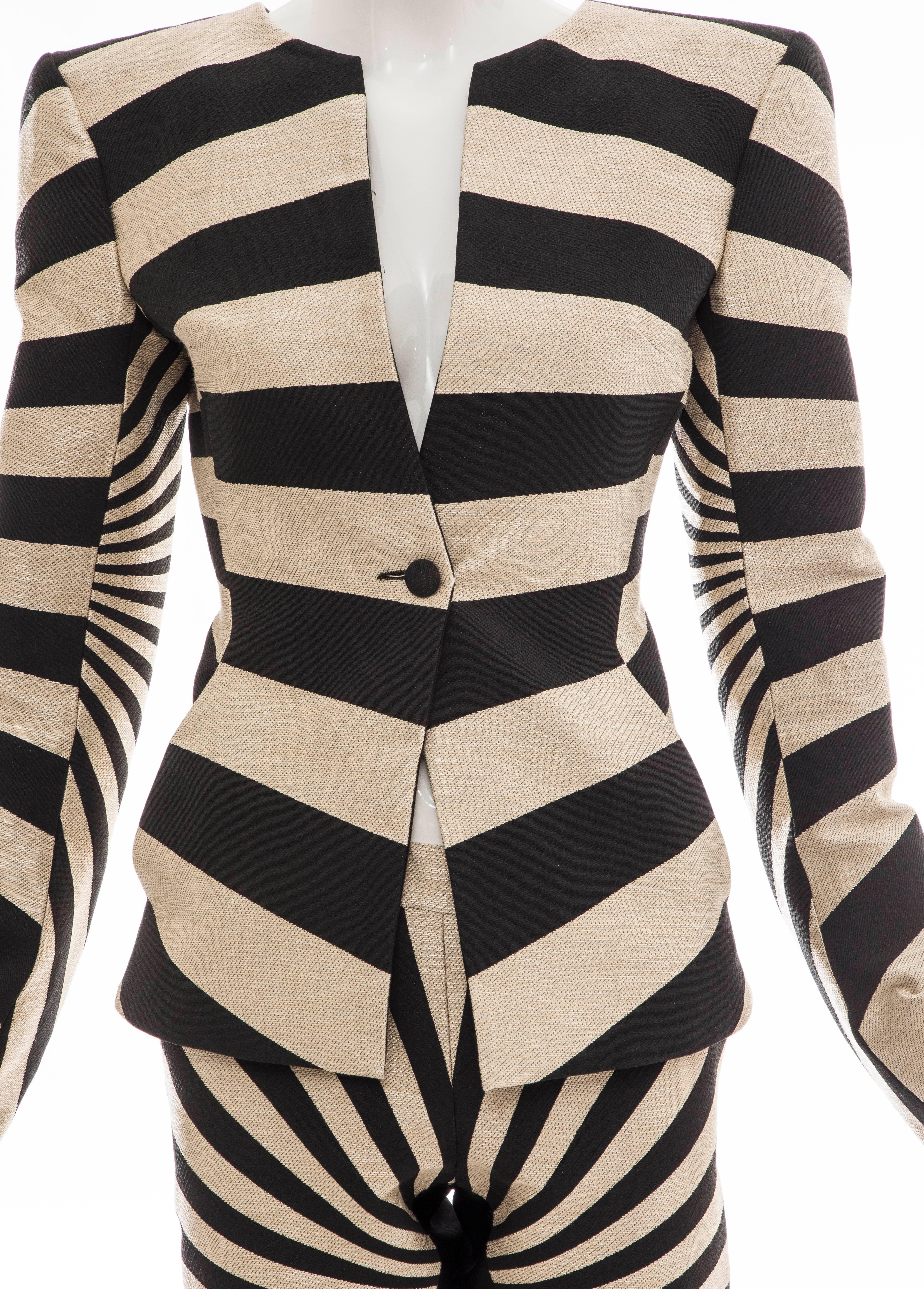 Gareth Pugh Woven Striped Pattern Pantsuit, Spring 2017 For Sale 2