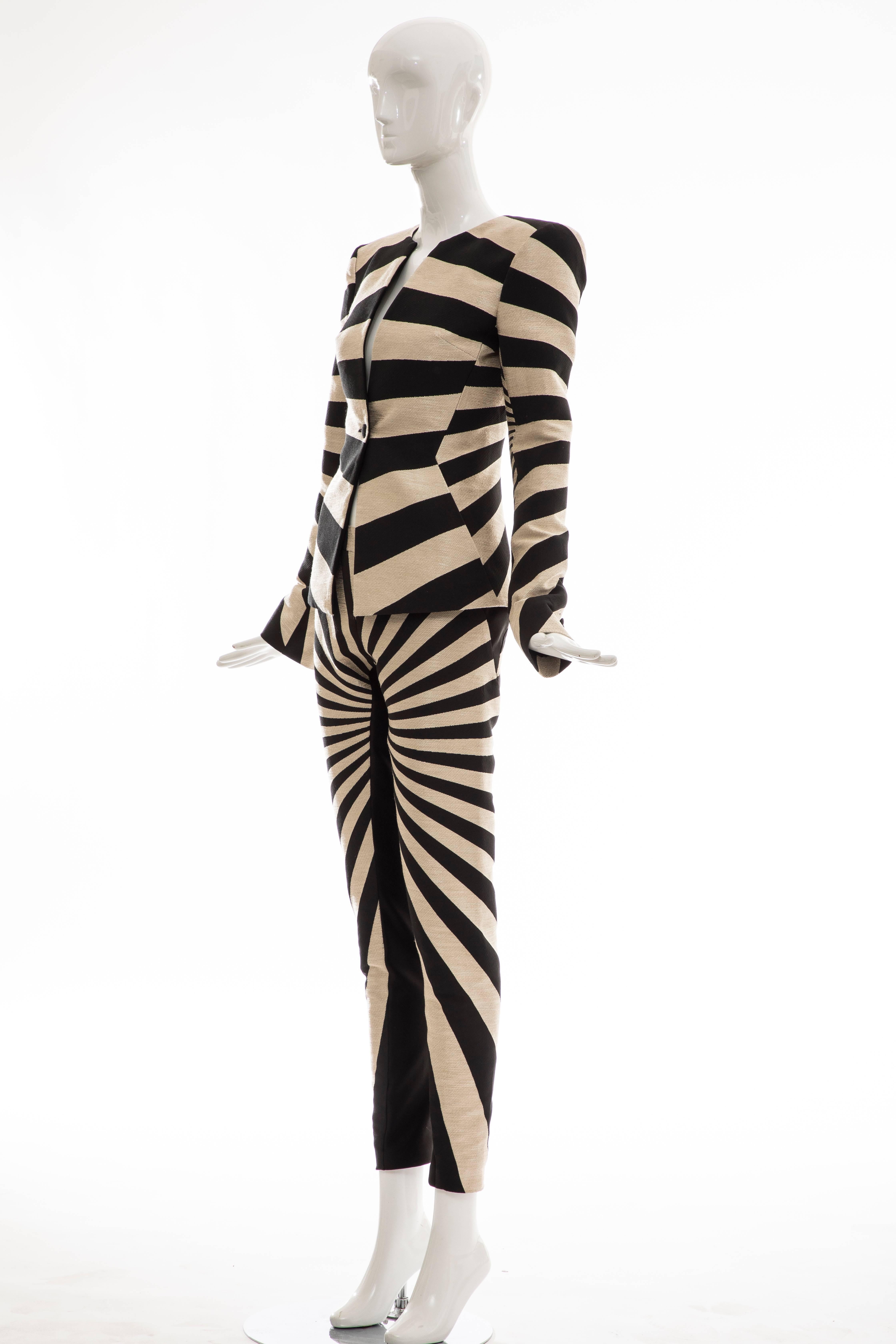 Gareth Pugh Woven Striped Pattern Pantsuit, Spring 2017 For Sale 6