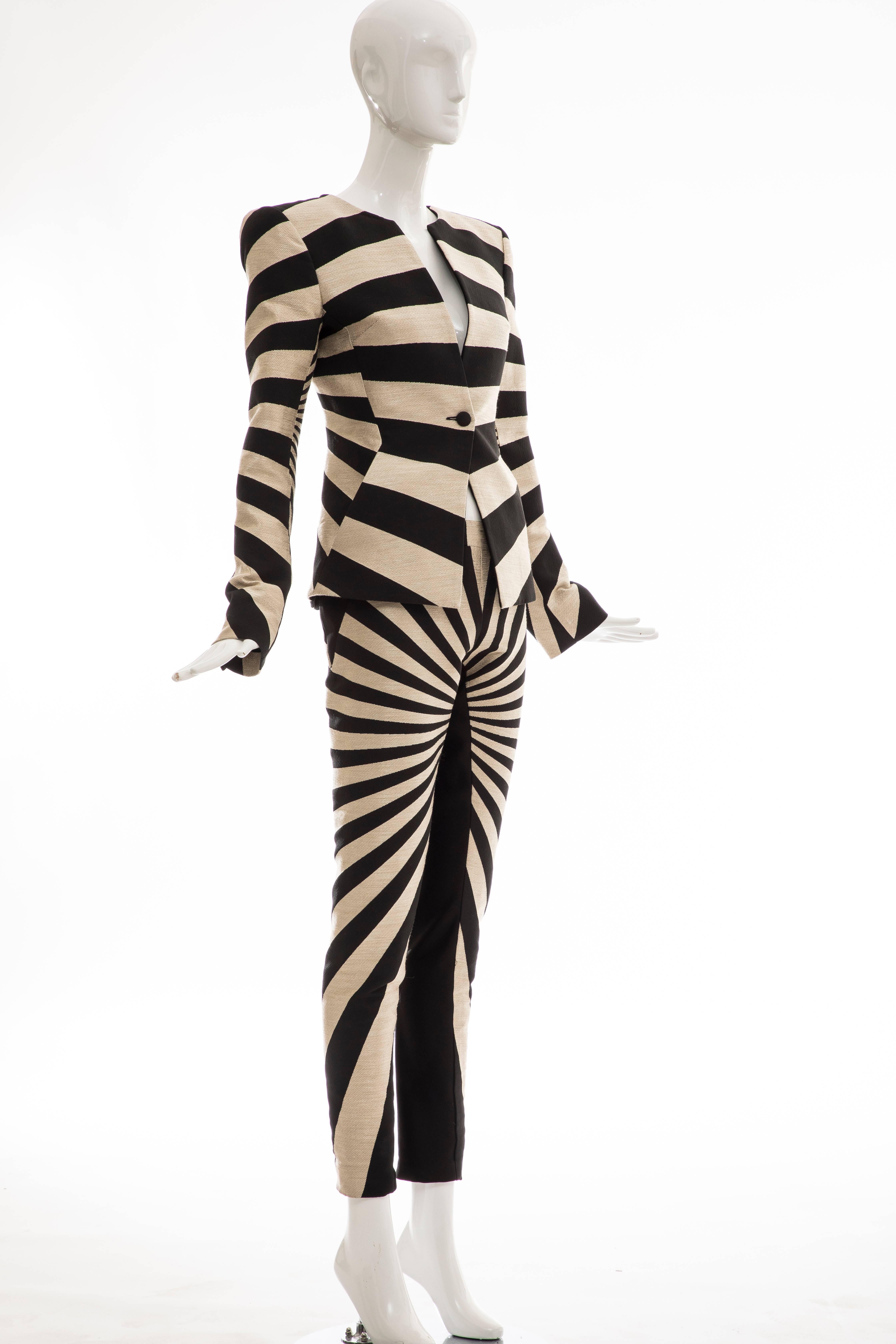 Gareth Pugh Woven Striped Pattern Pantsuit, Spring 2017 For Sale 7