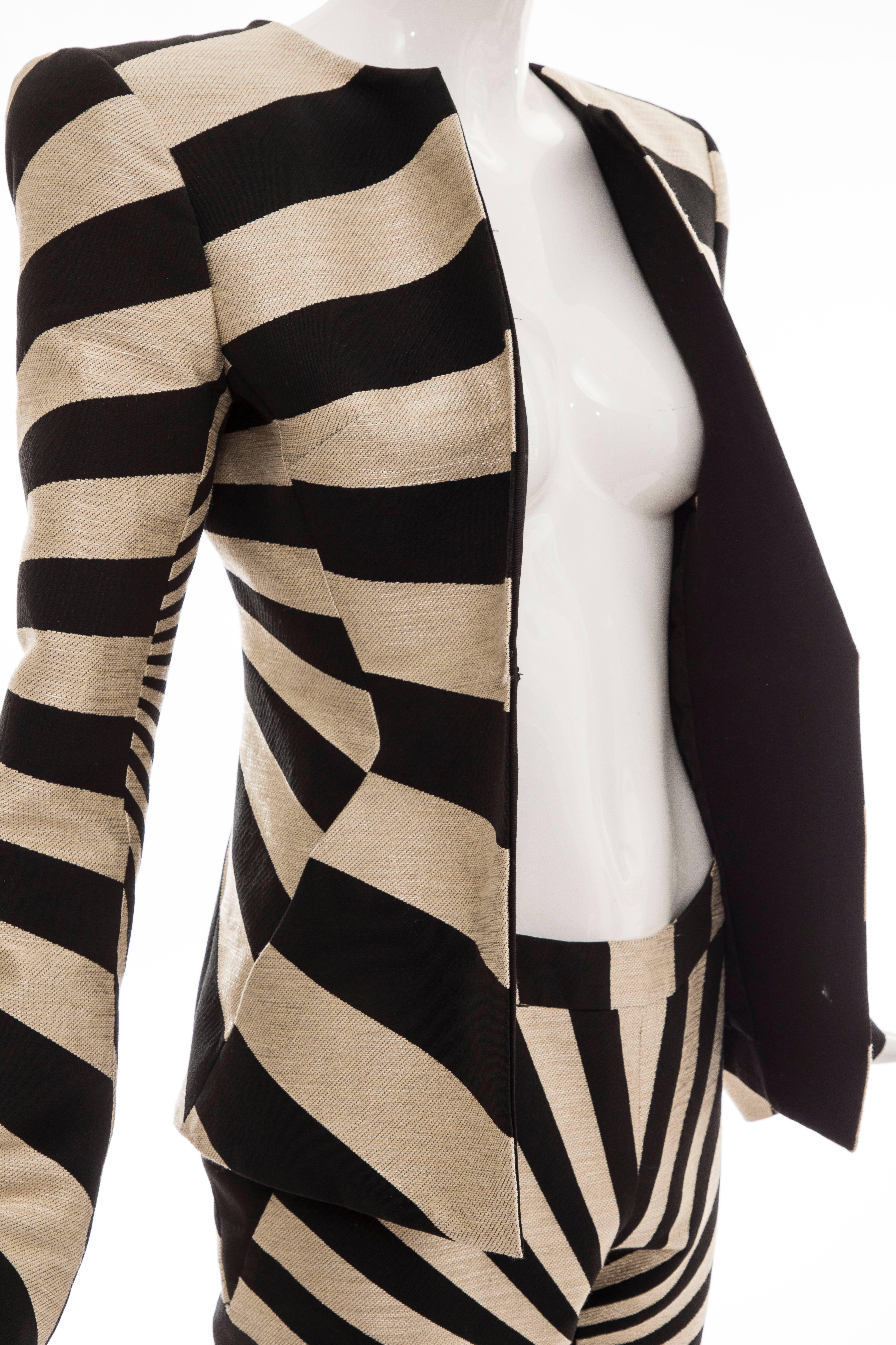 Gareth Pugh Woven Striped Pattern Pantsuit, Spring 2017 For Sale 9