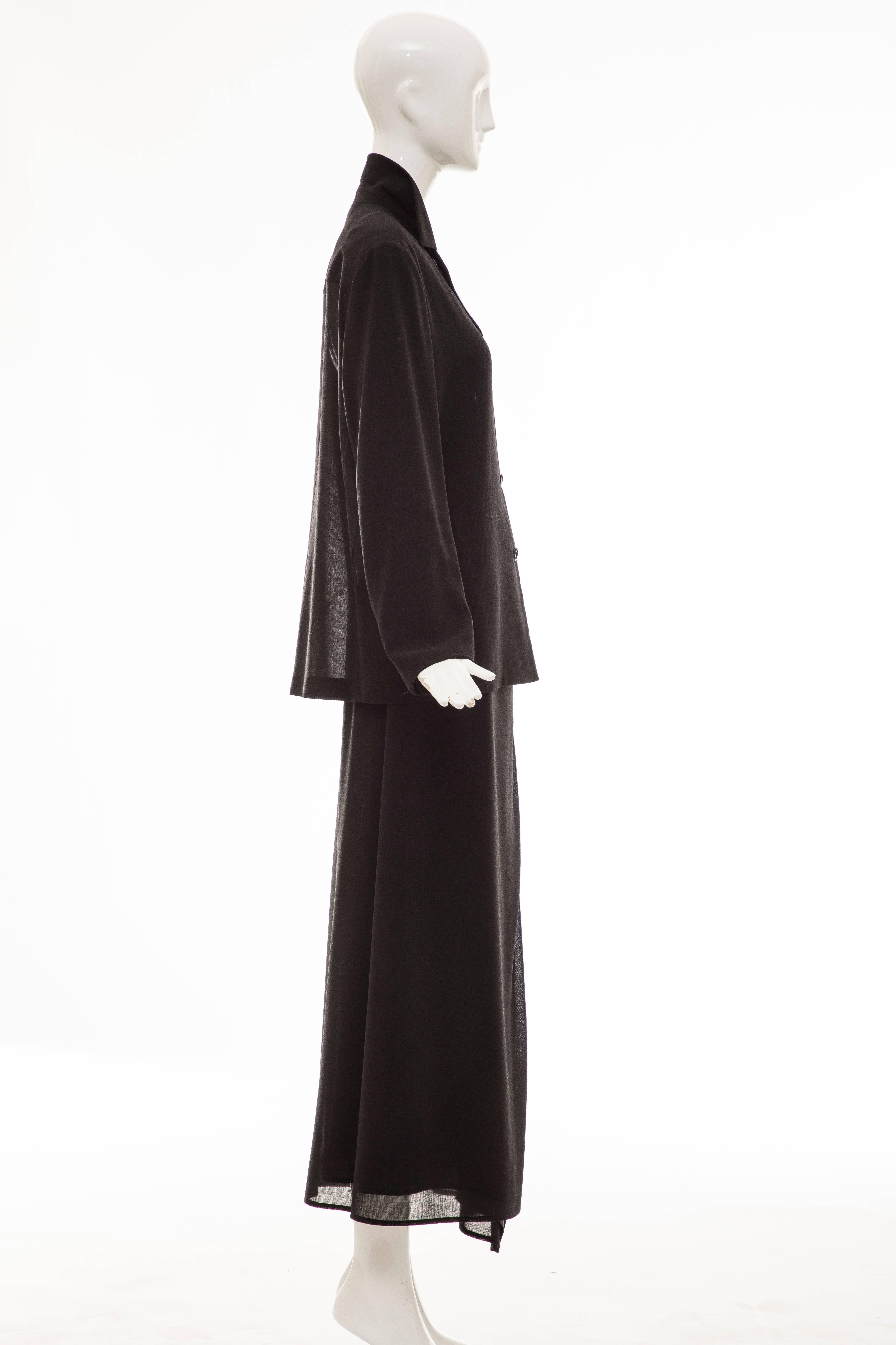 Women's Cerruti 1881 Black Lightweight Wool Gauze Skirt-Suit, Circa 1990's For Sale
