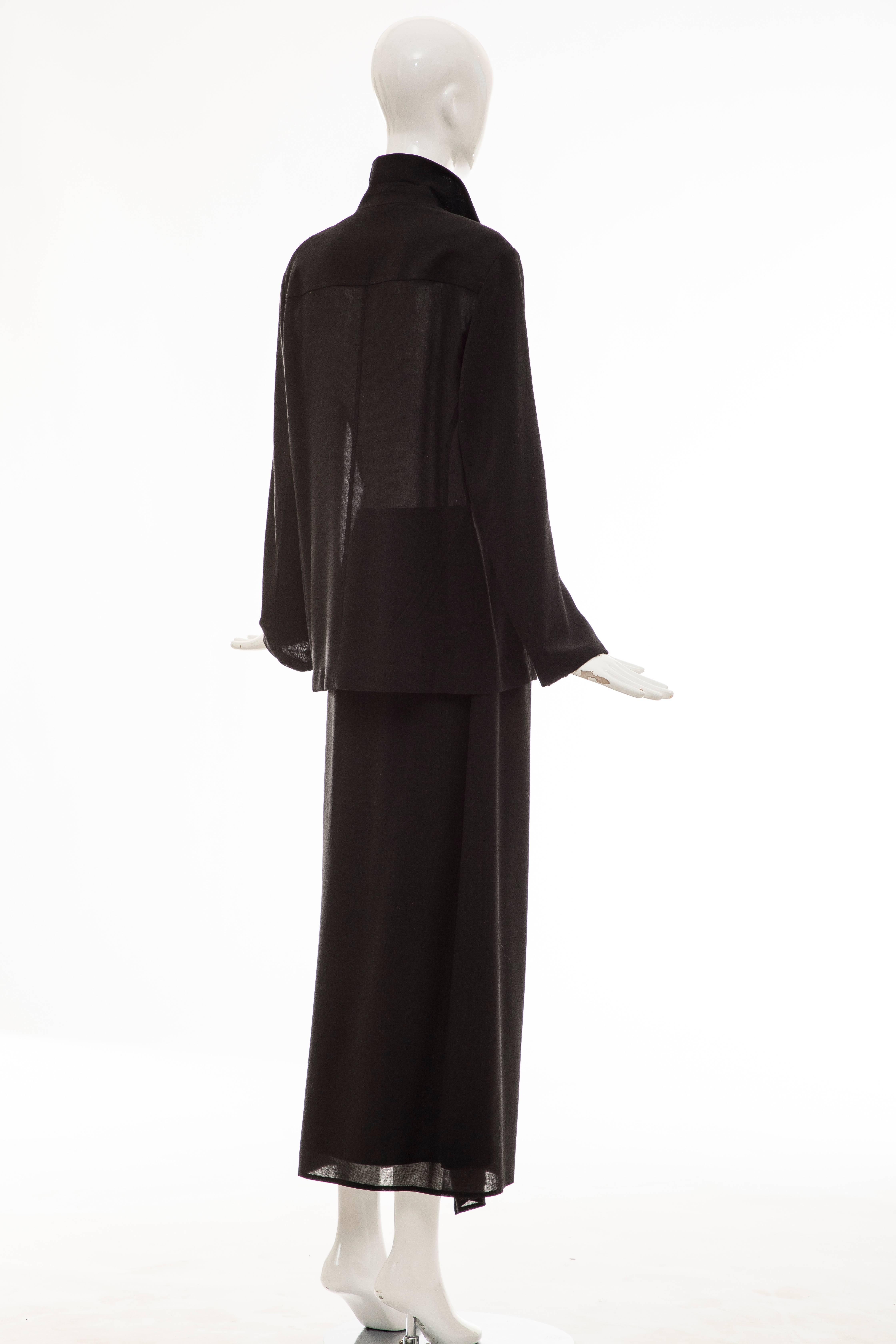 Cerruti 1881 Black Lightweight Wool Gauze Skirt-Suit, Circa 1990's For Sale 1