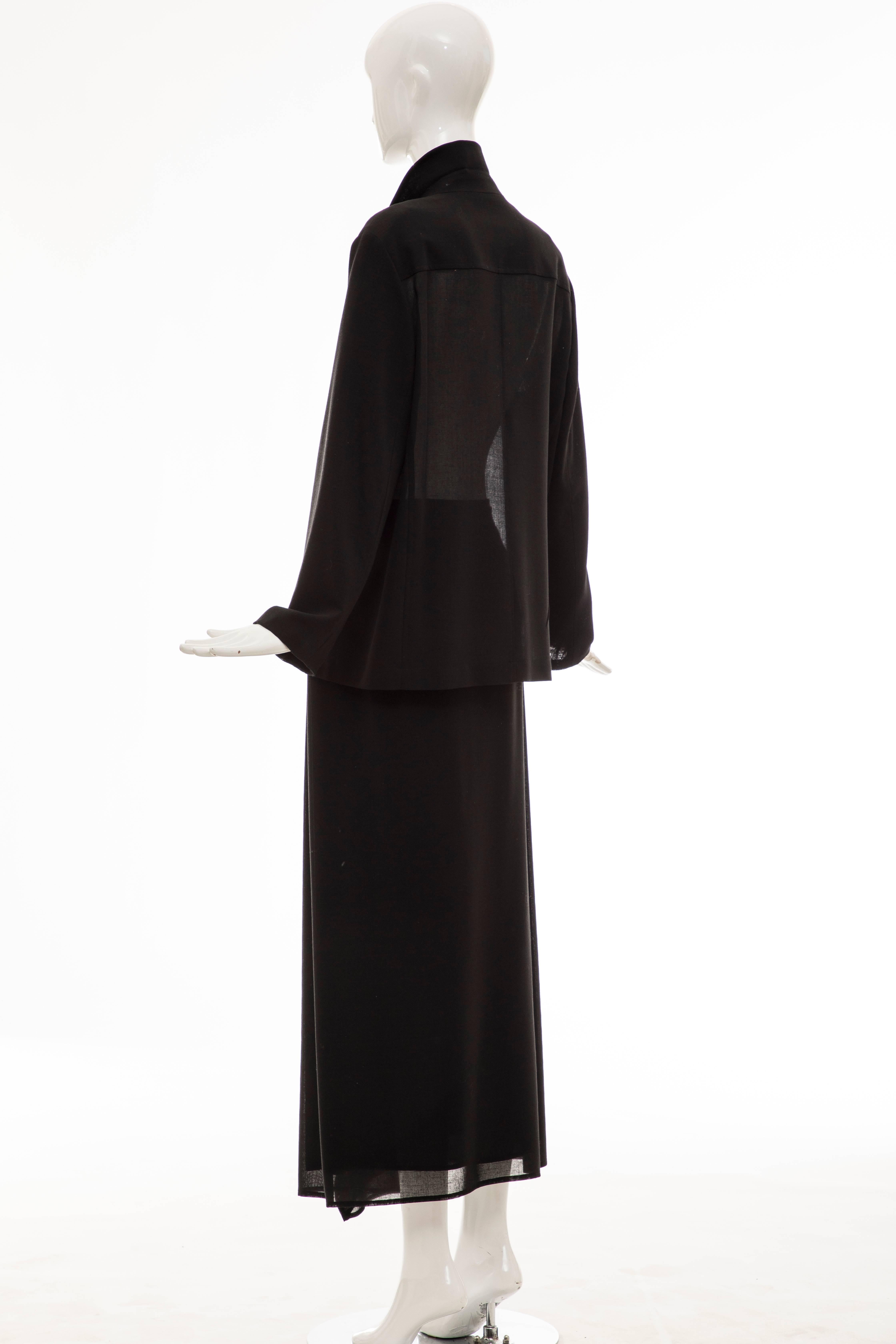 Cerruti 1881 Black Lightweight Wool Gauze Skirt-Suit, Circa 1990's For Sale 2