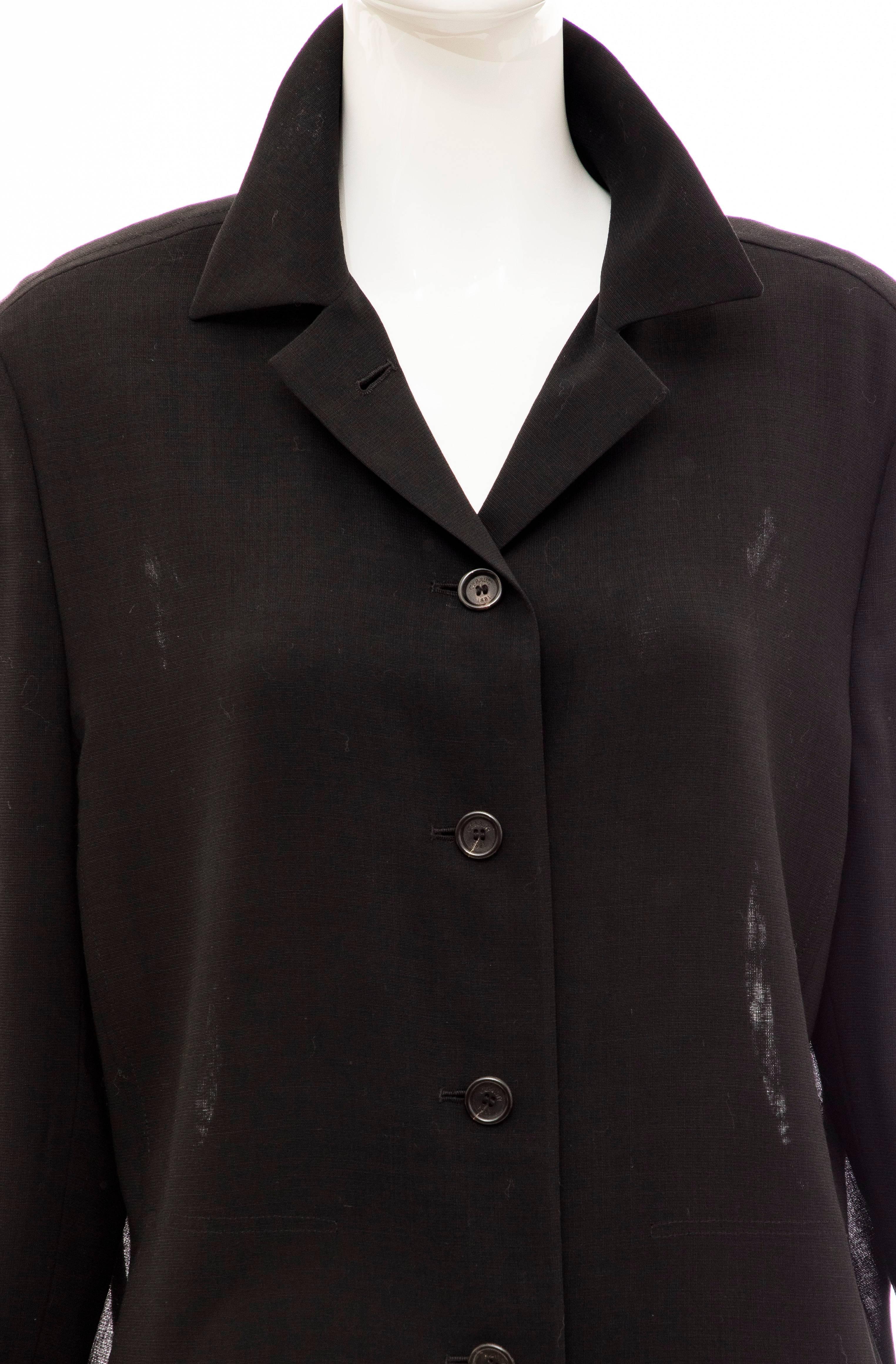Cerruti 1881 Black Lightweight Wool Gauze Skirt-Suit, Circa 1990's For Sale 3