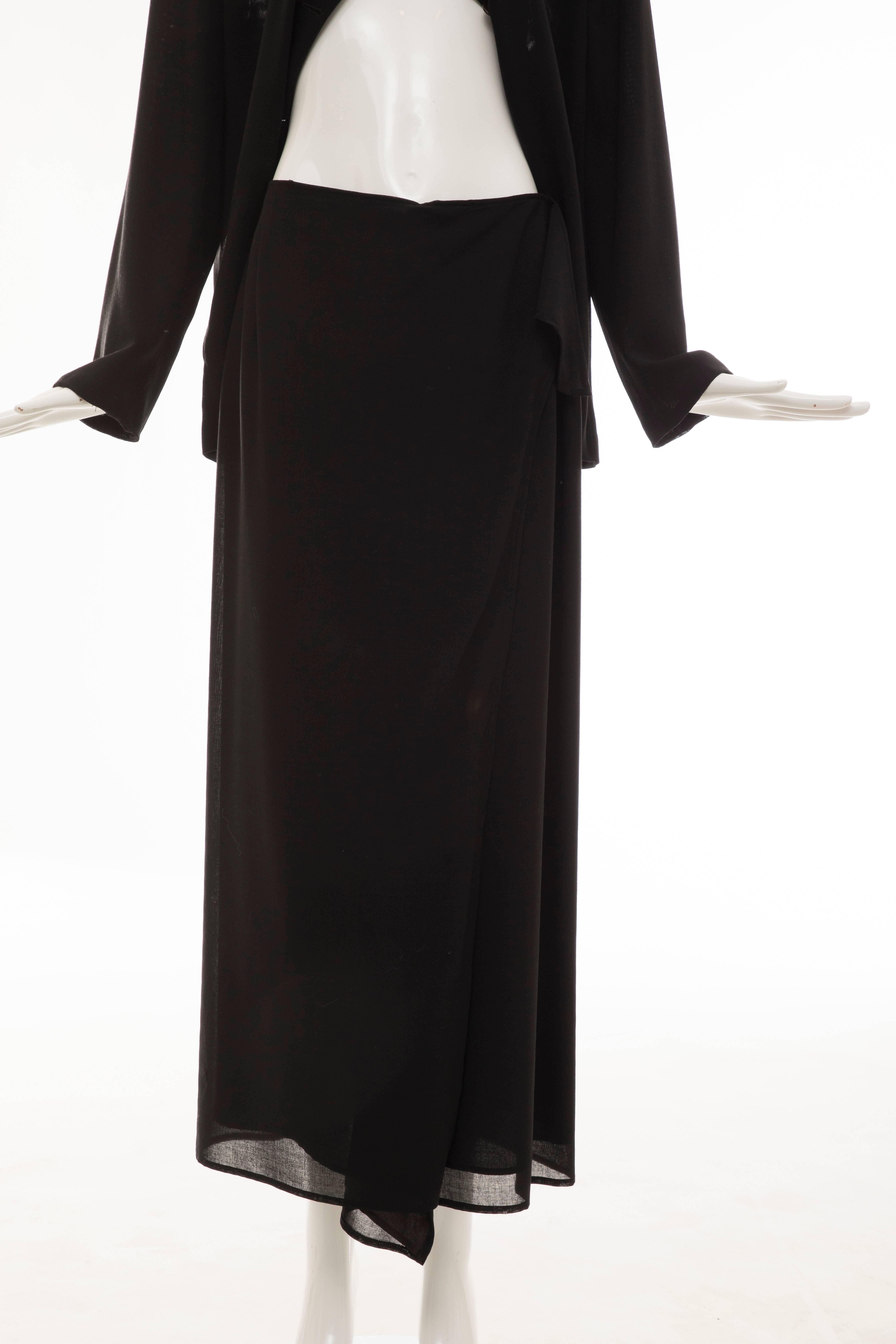 Cerruti 1881 Black Lightweight Wool Gauze Skirt-Suit, Circa 1990's For Sale 6