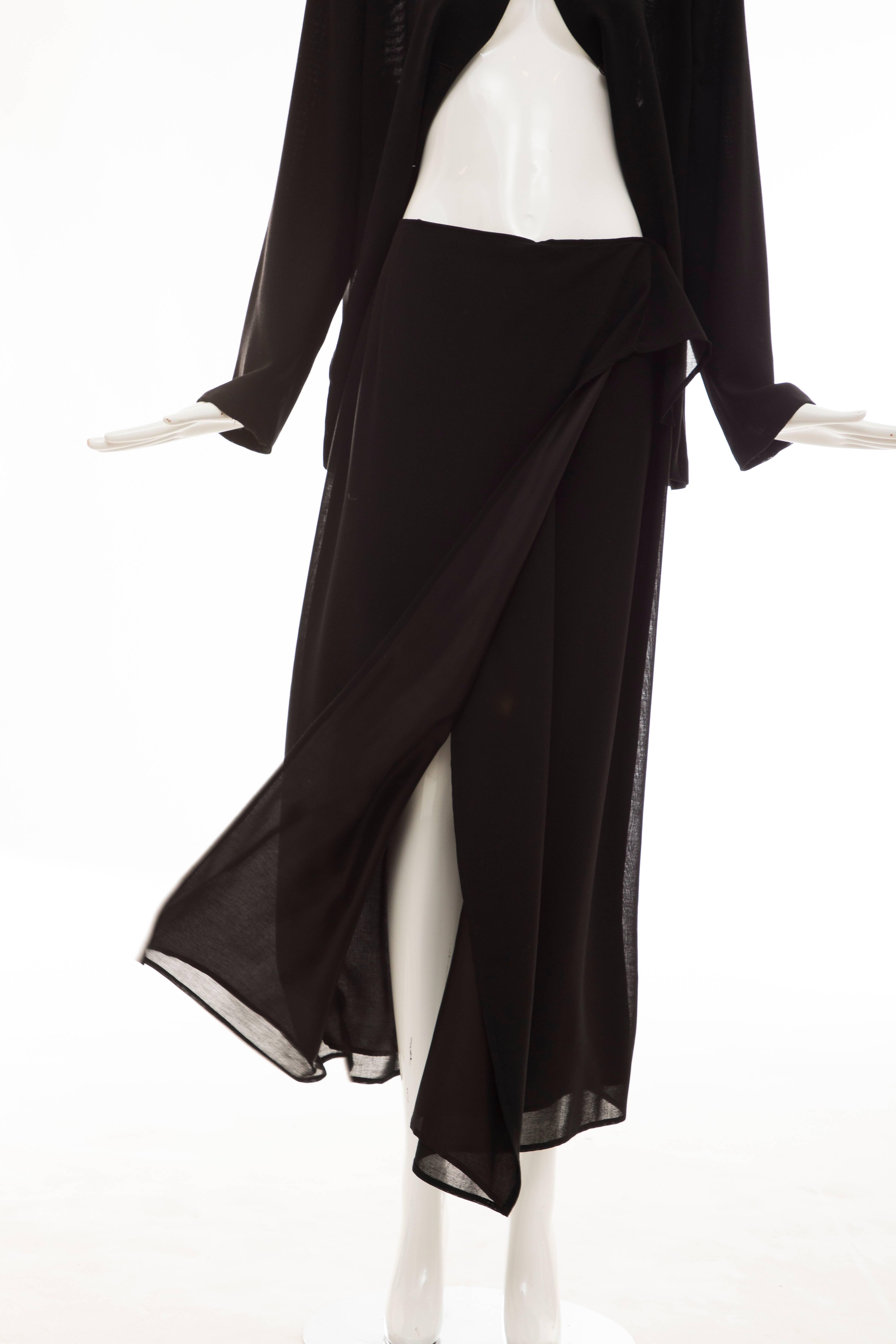 Cerruti 1881 Black Lightweight Wool Gauze Skirt-Suit, Circa 1990's For Sale 7