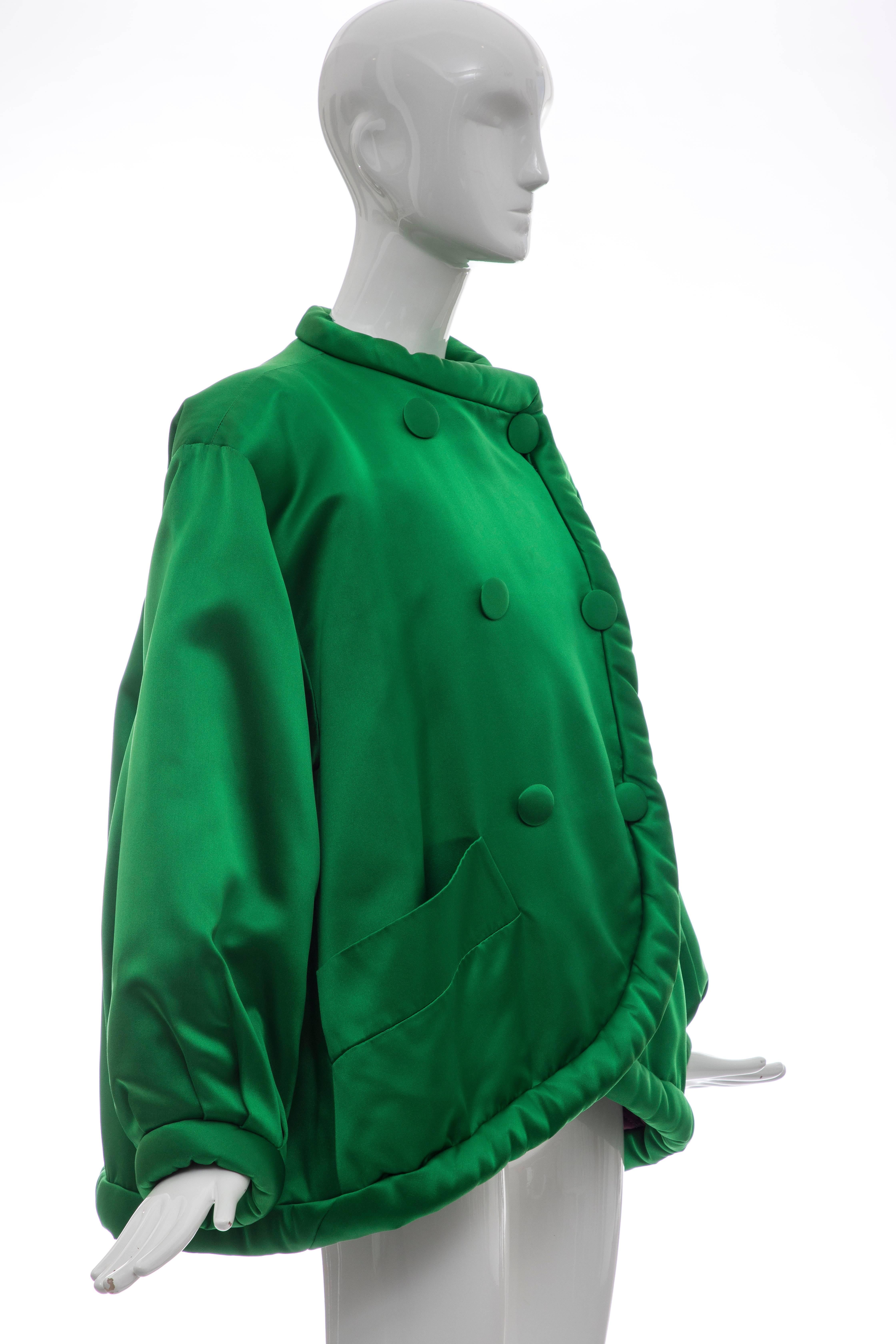 Yves Saint Laurent Rive Gauche Emerald Silk Satin Evening Jacket, Circa 1980's In Good Condition In Cincinnati, OH