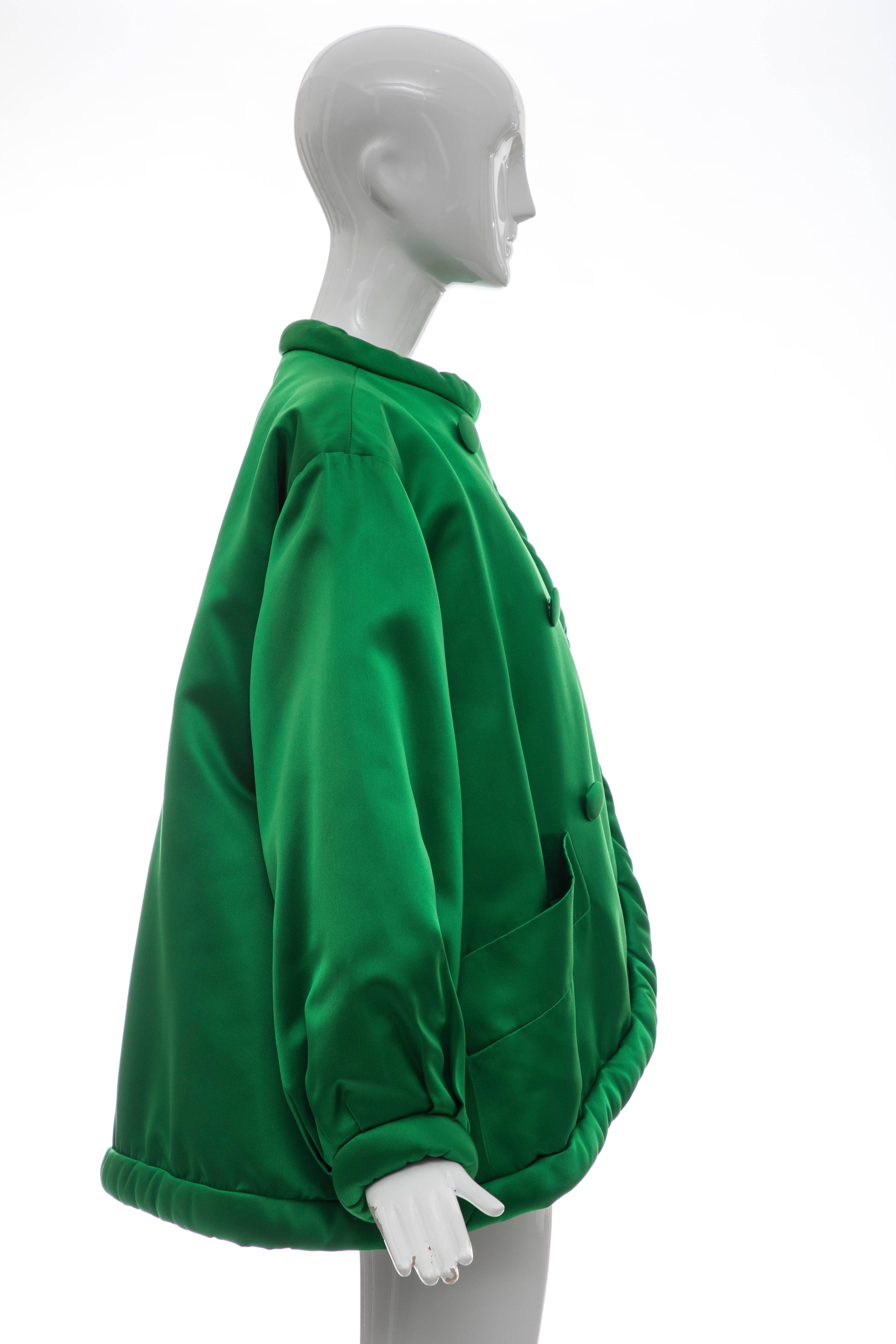 Women's Yves Saint Laurent Rive Gauche Emerald Silk Satin Evening Jacket, Circa 1980's