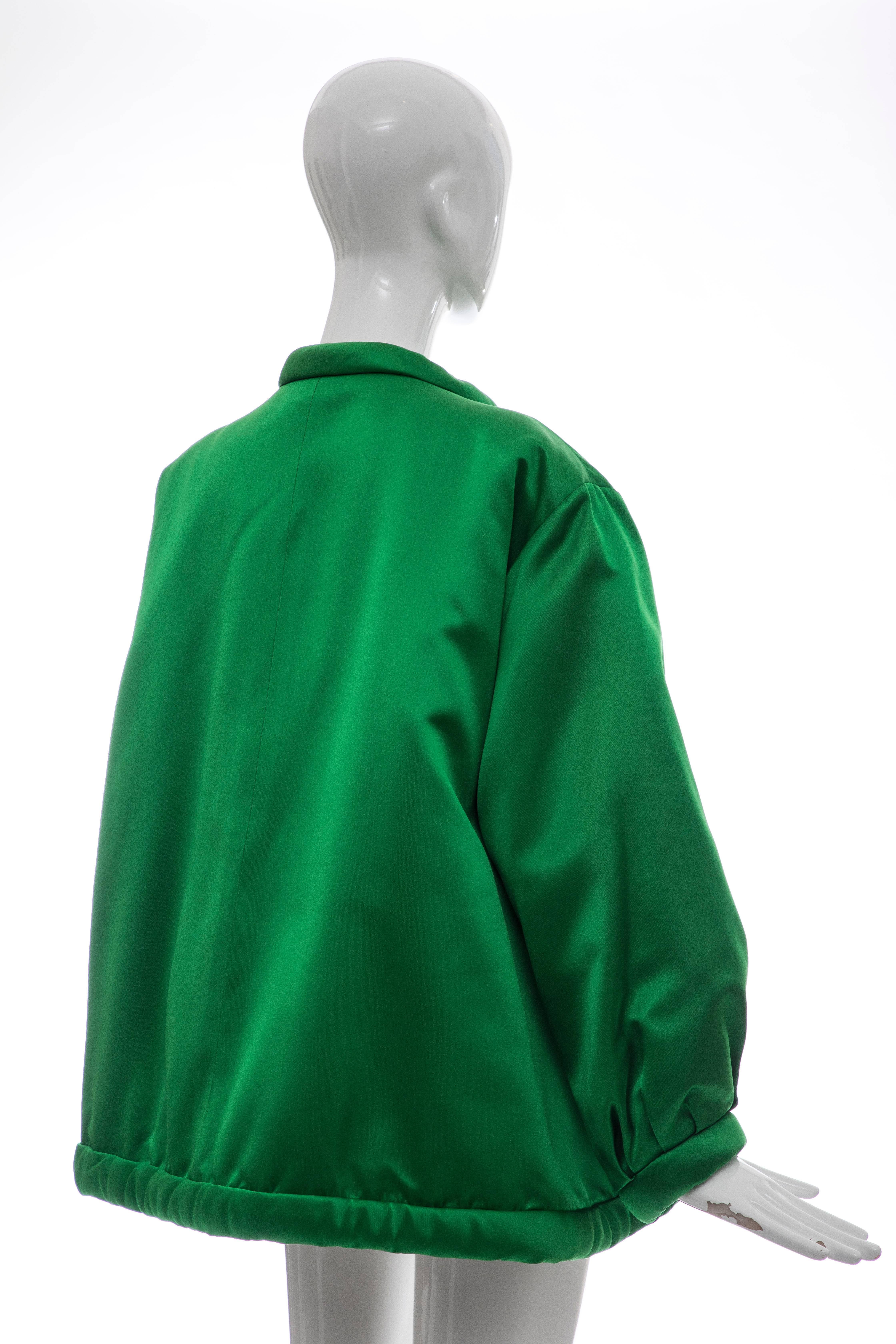 Yves Saint Laurent Rive Gauche Emerald Silk Satin Evening Jacket, Circa 1980's 1