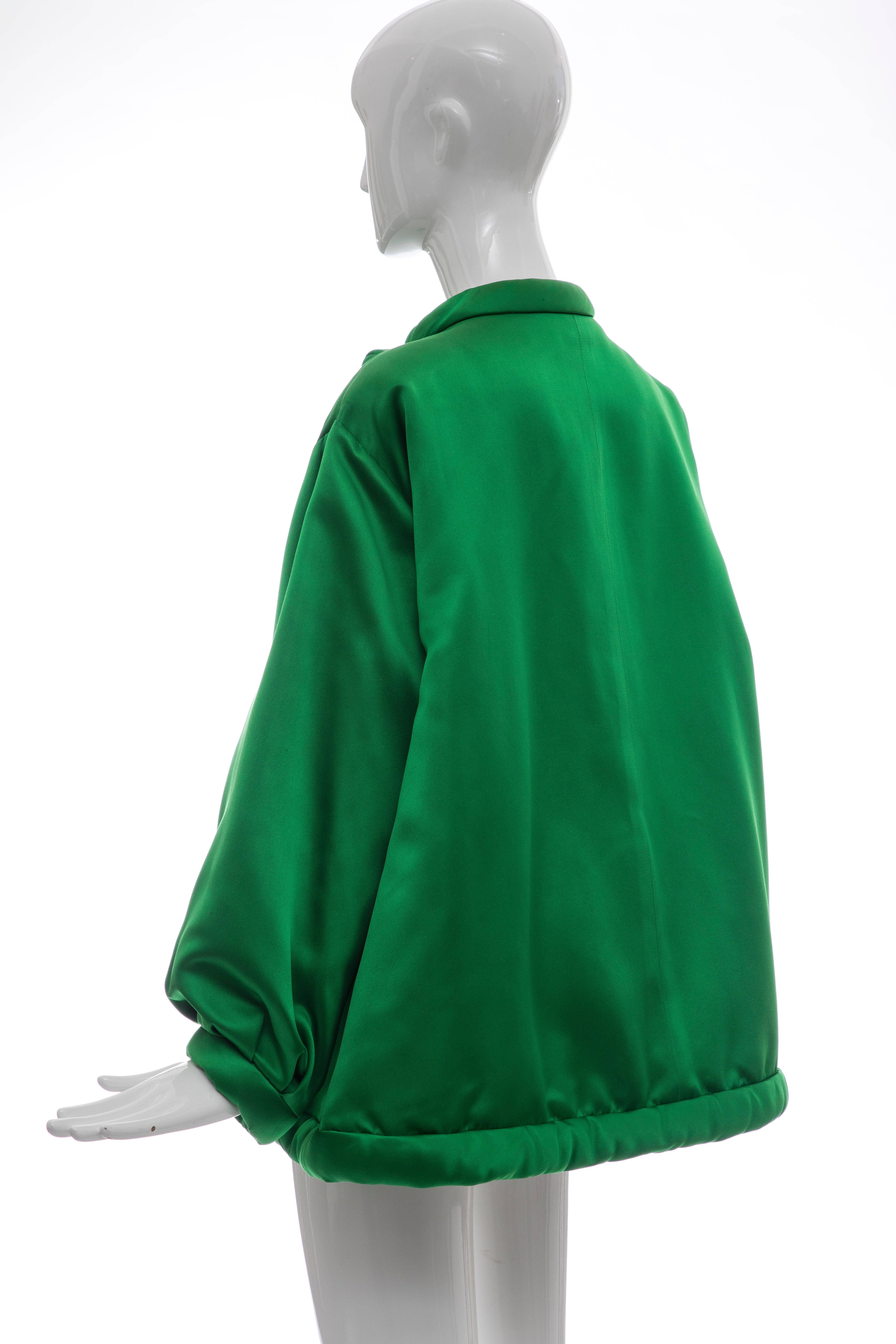 Yves Saint Laurent Rive Gauche Emerald Silk Satin Evening Jacket, Circa 1980's 2