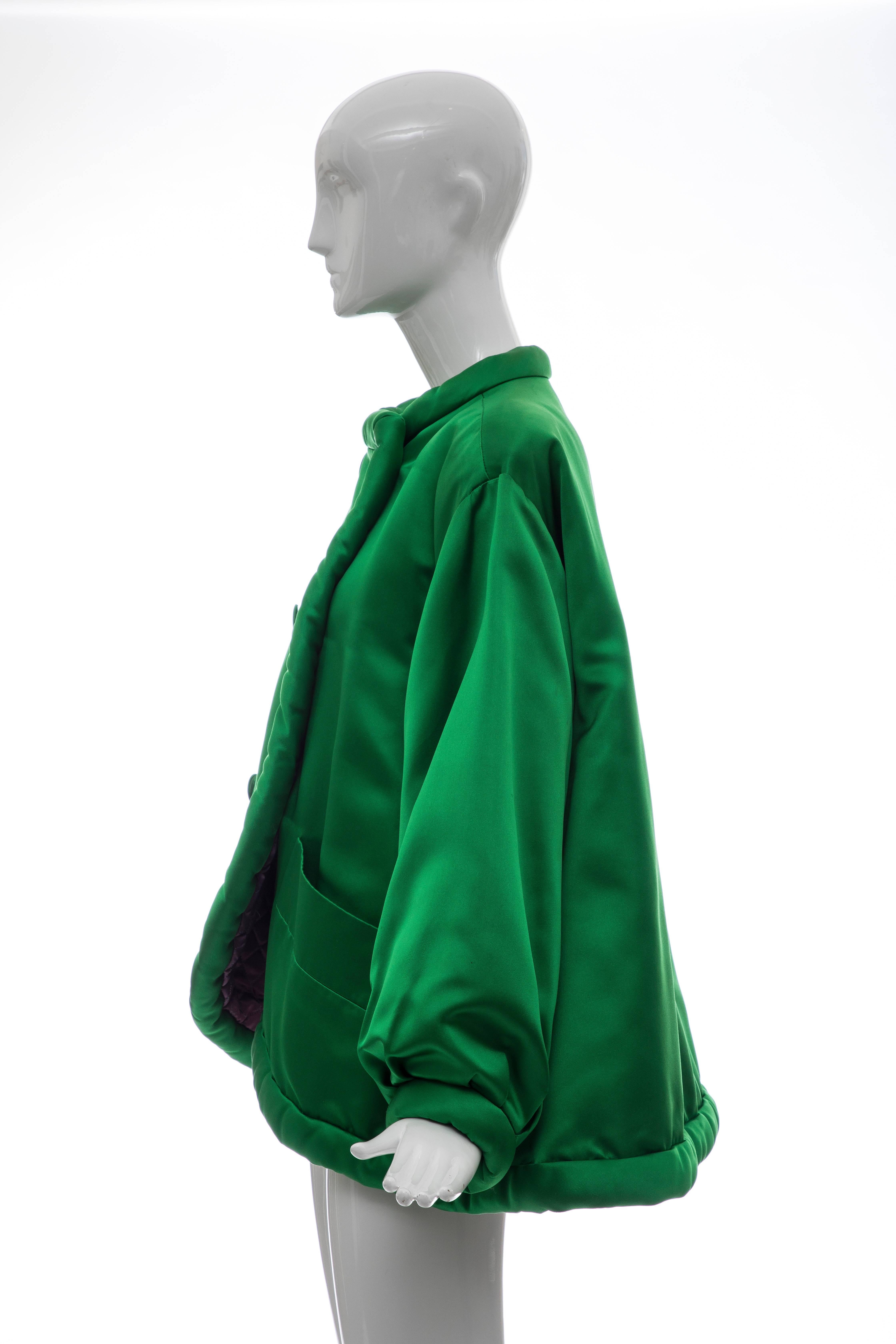 Yves Saint Laurent Rive Gauche Emerald Silk Satin Evening Jacket, Circa 1980's 4