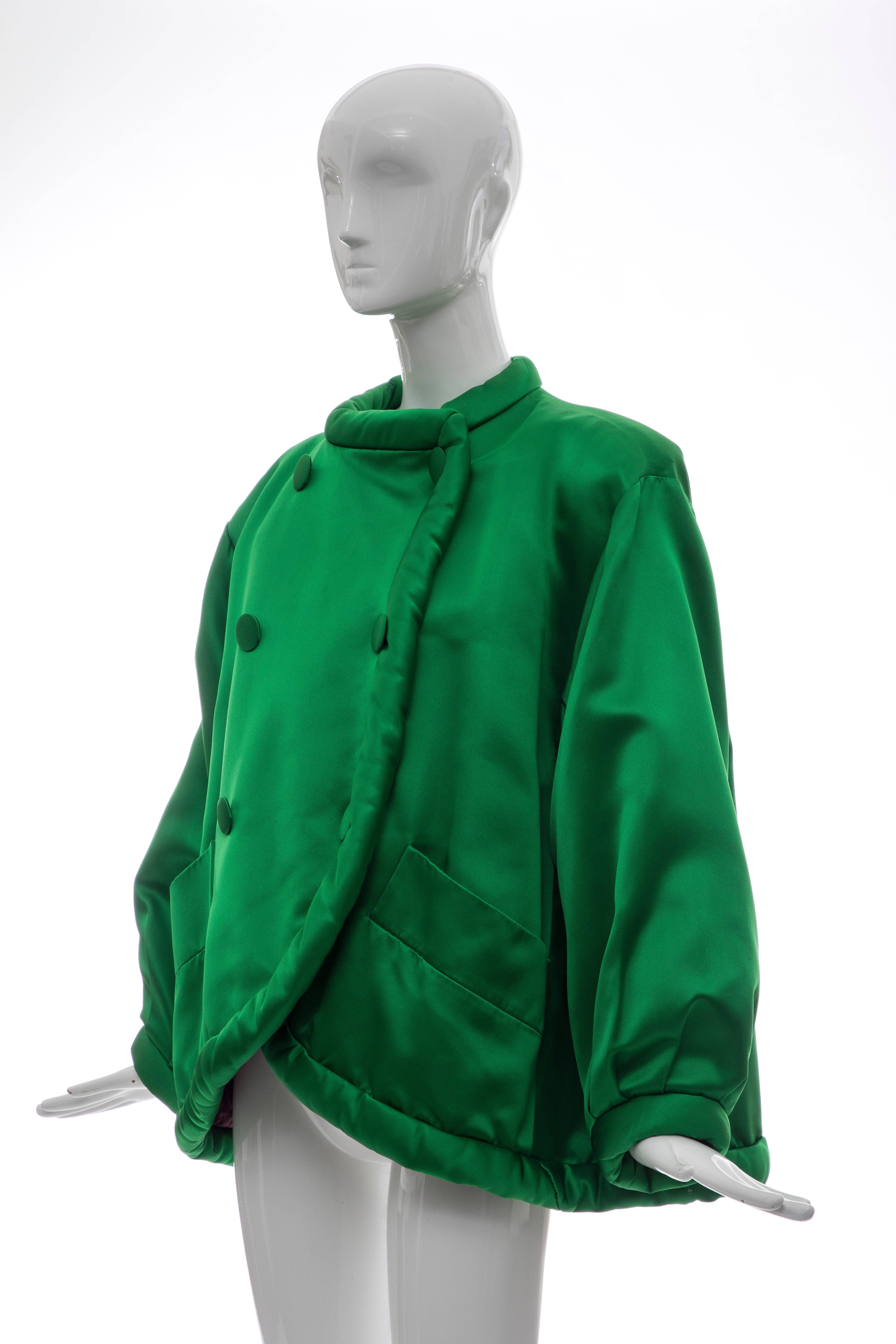 Yves Saint Laurent Rive Gauche Emerald Silk Satin Evening Jacket, Circa 1980's 5