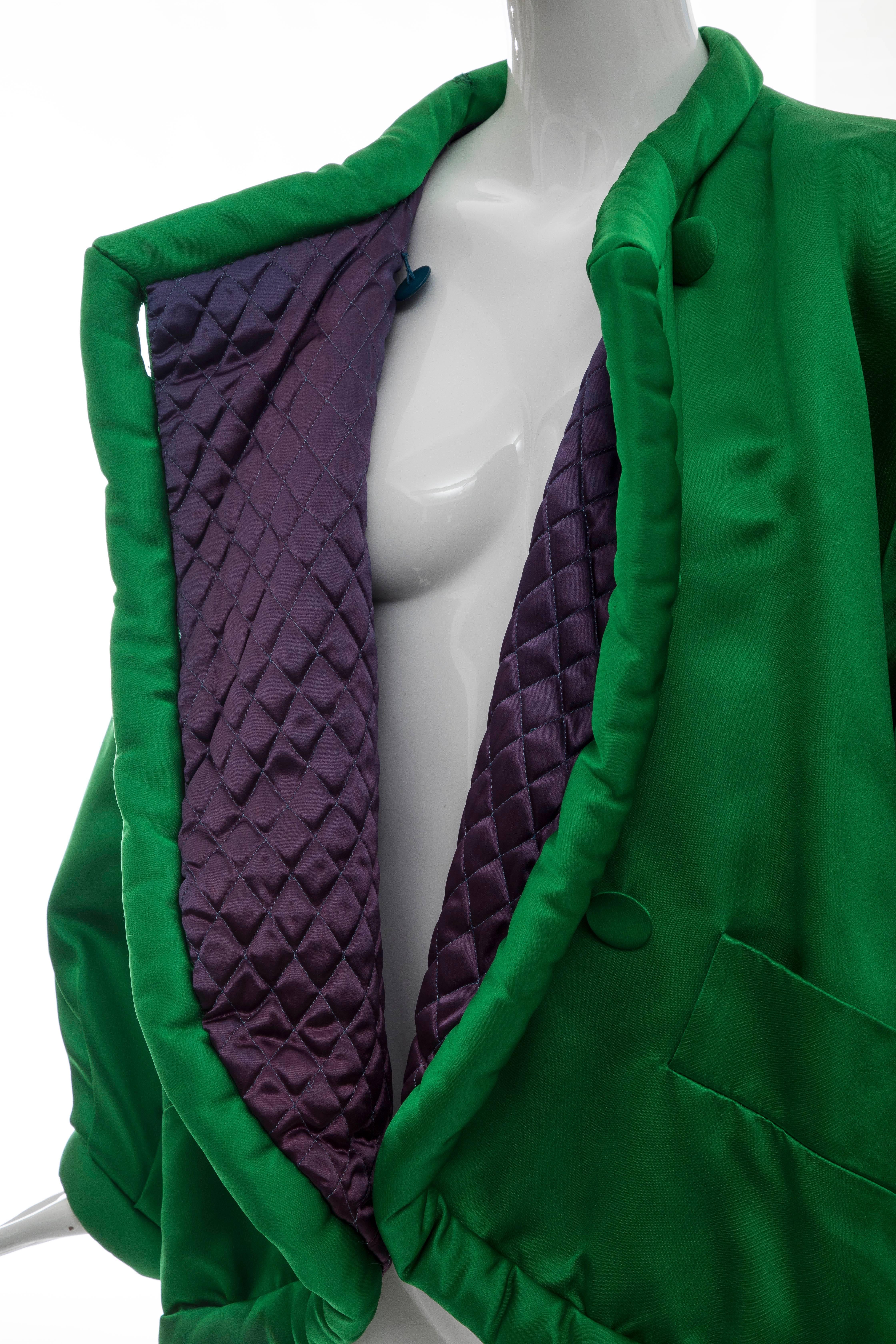 Yves Saint Laurent Rive Gauche Emerald Silk Satin Evening Jacket, Circa 1980's 7
