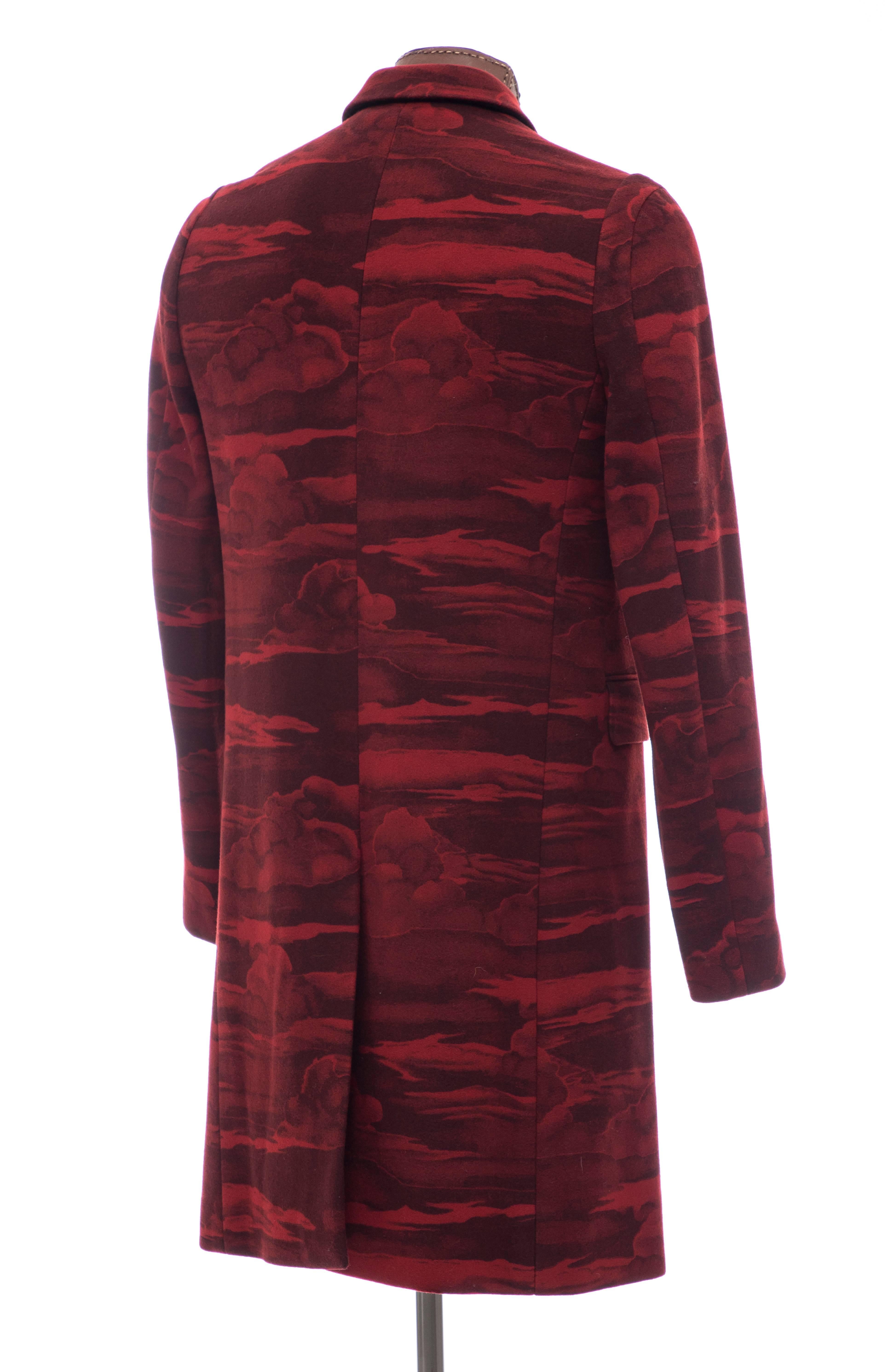 Kenzo Men's Runway Wool Red Cloud Print Coat, Fall 2013 1