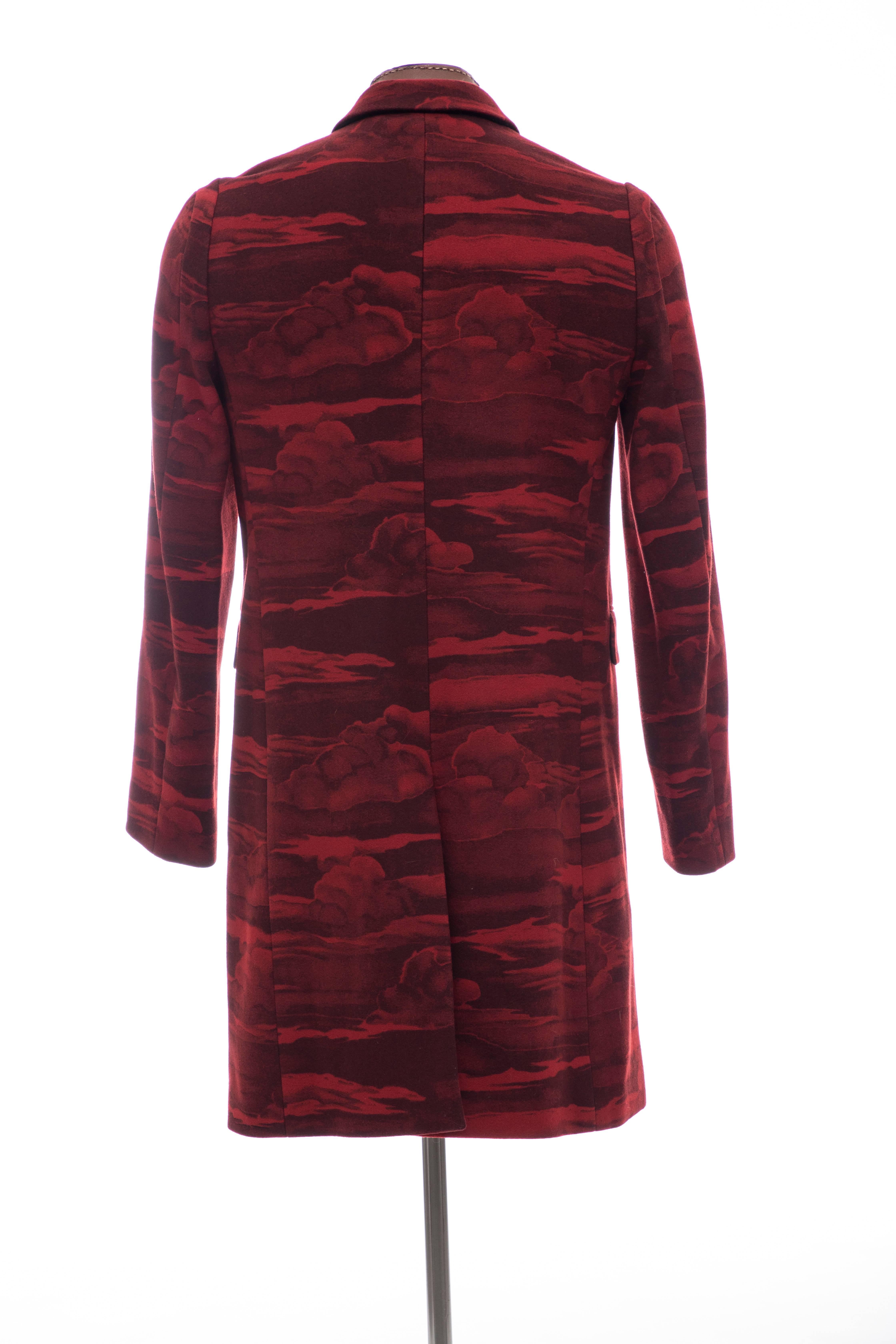 Kenzo Men's Runway Wool Red Cloud Print Coat, Fall 2013 6