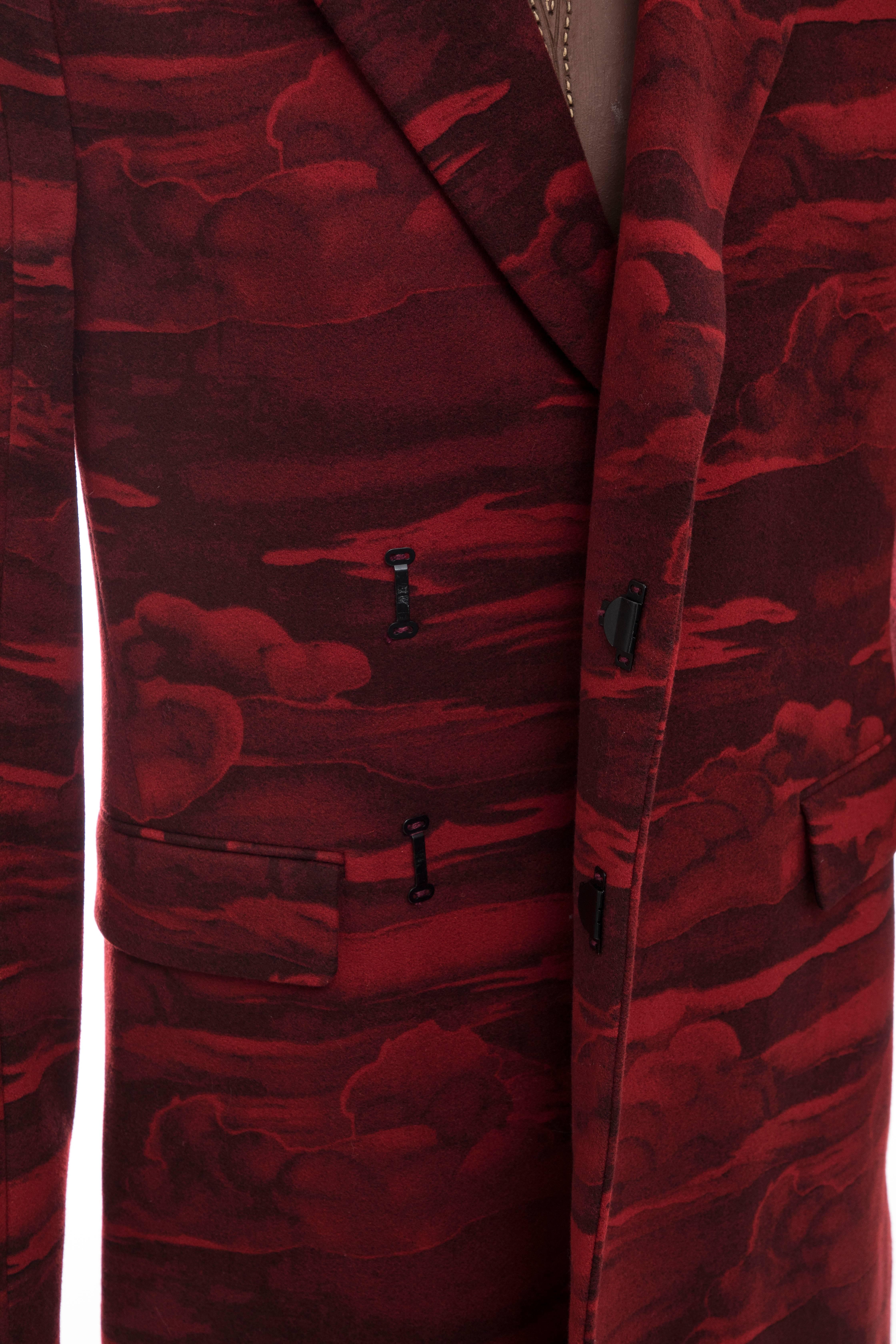 Kenzo Men's Runway Wool Red Cloud Print Coat, Fall 2013 7
