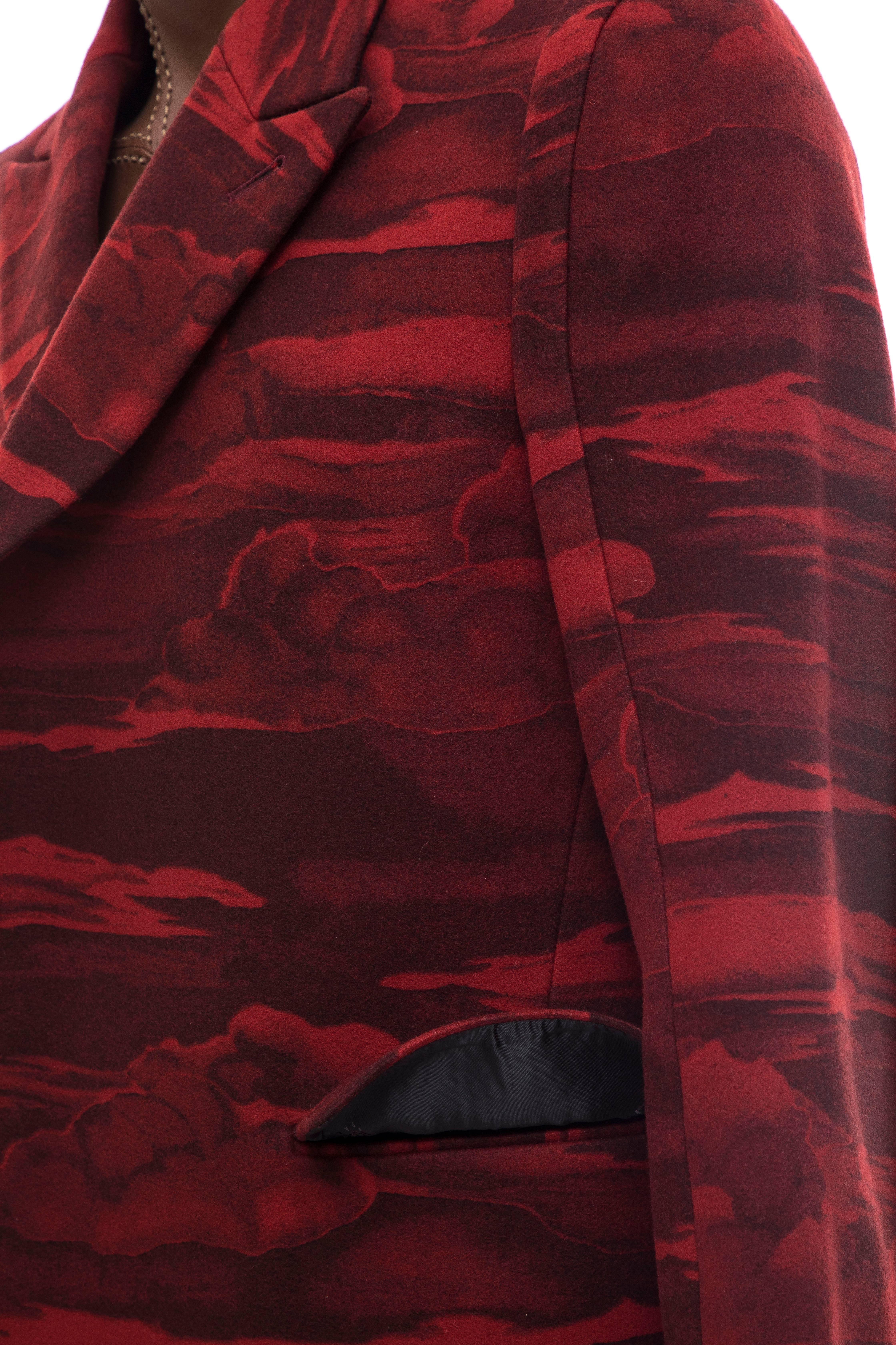 Kenzo Men's Runway Wool Red Cloud Print Coat, Fall 2013 8