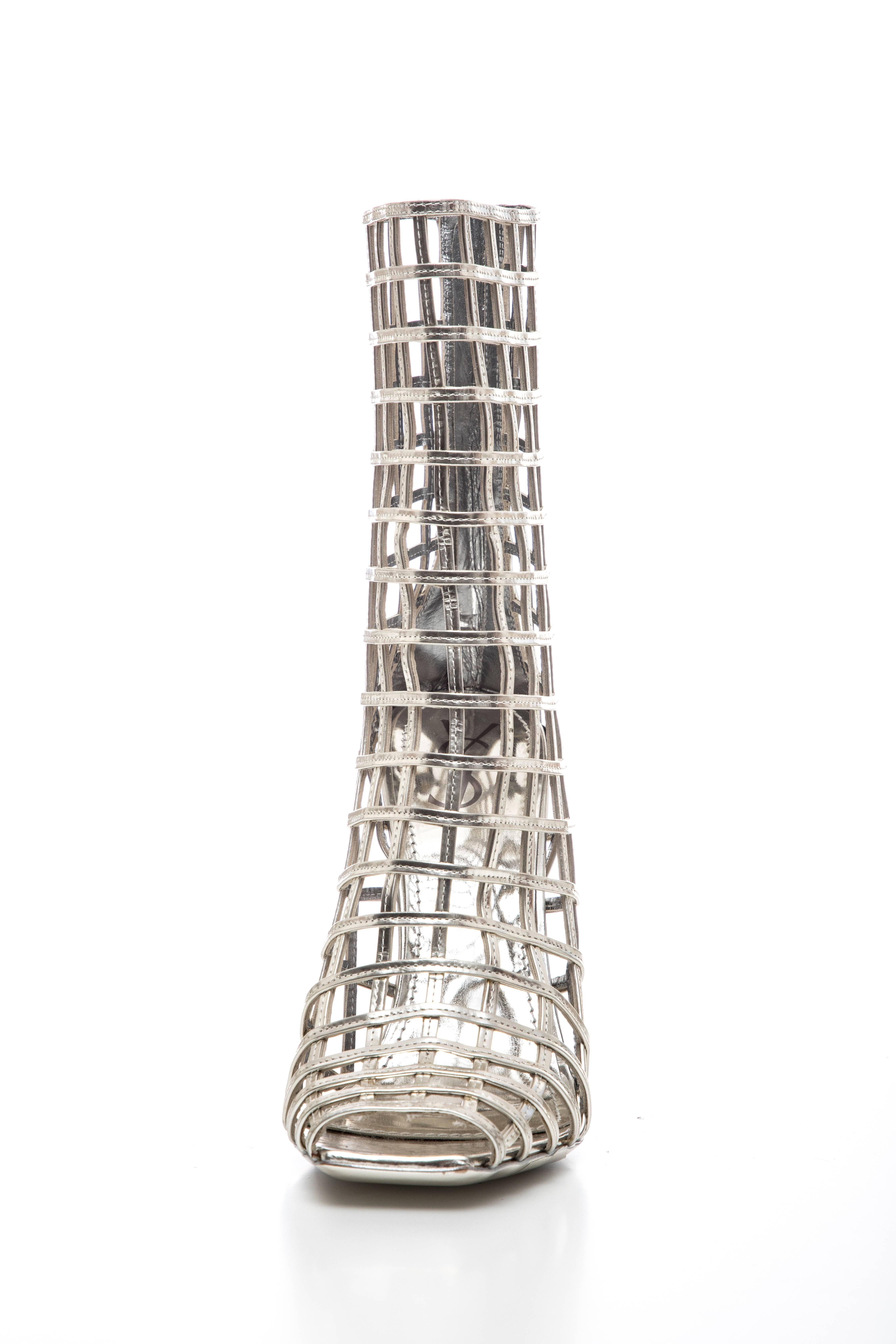 ysl silver boots