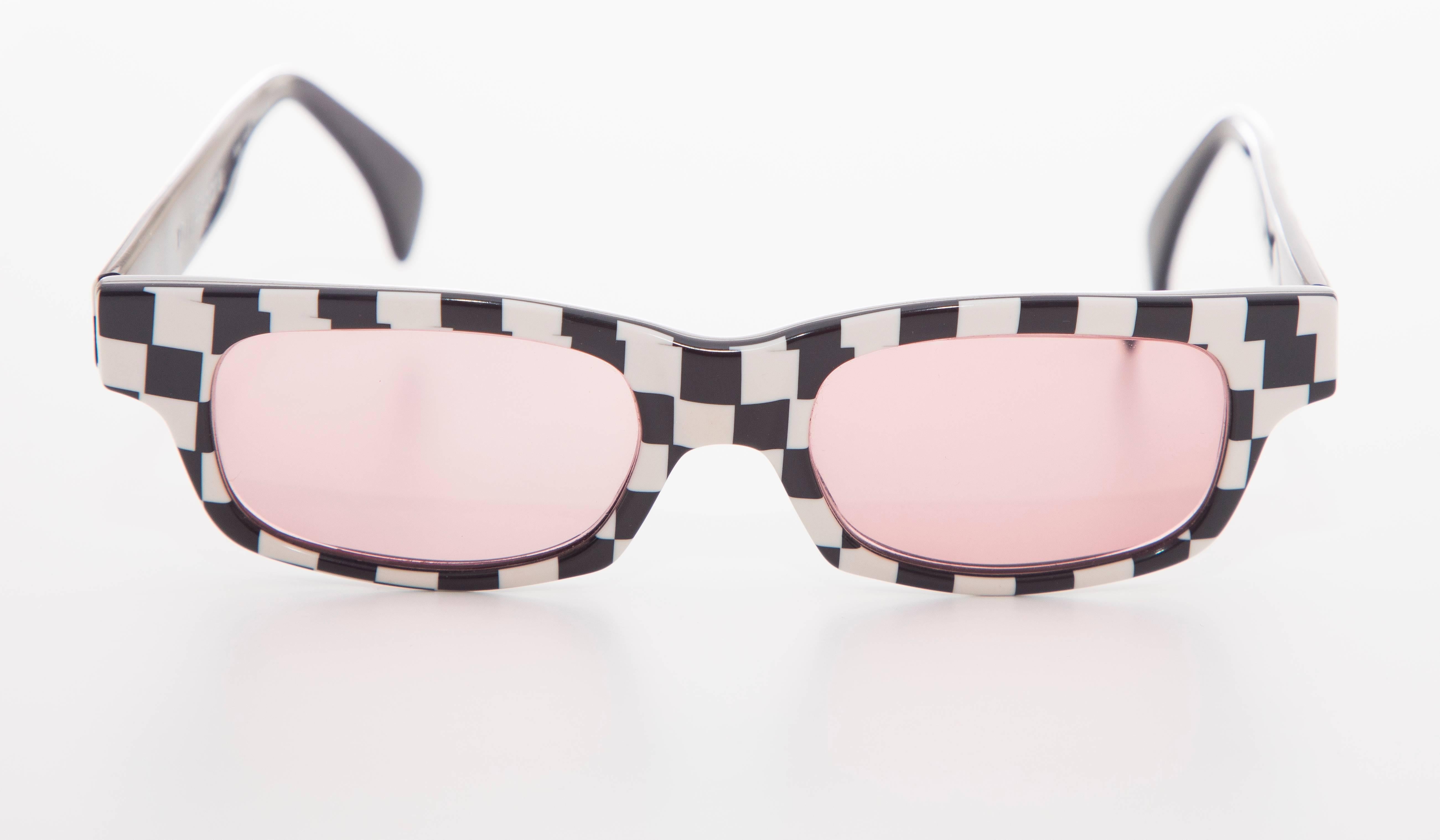 Alain Mikli Paris, Circa 1980's checkerboard sunglasses.