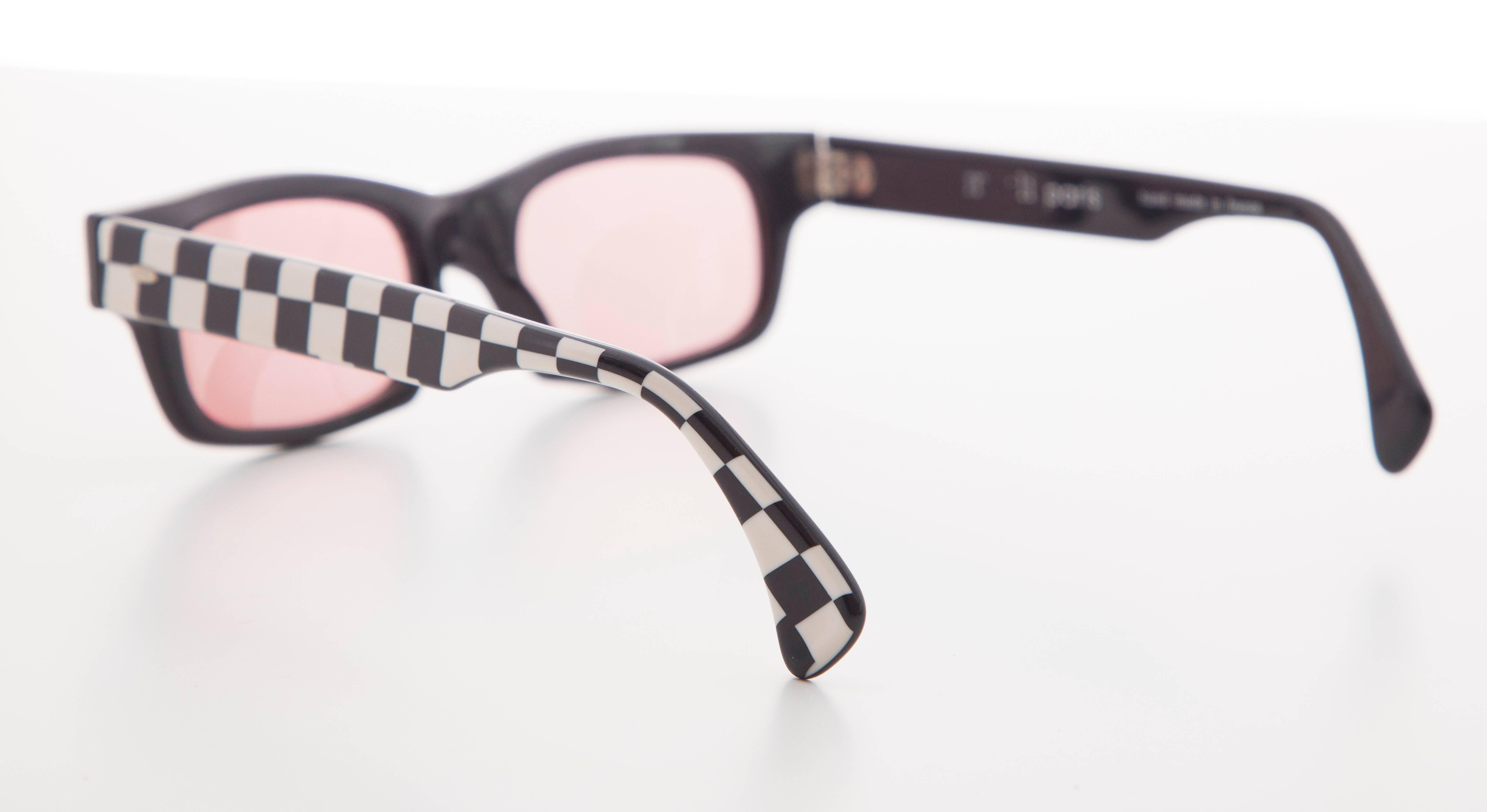 Beige Alain Mikli Paris Checkerboard Sunglasses, Circa 1980s For Sale