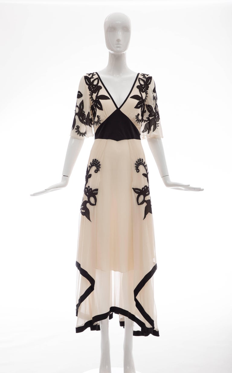 Temperley London Floral Embroidered Silk Chiffon Evening Dress, Spring