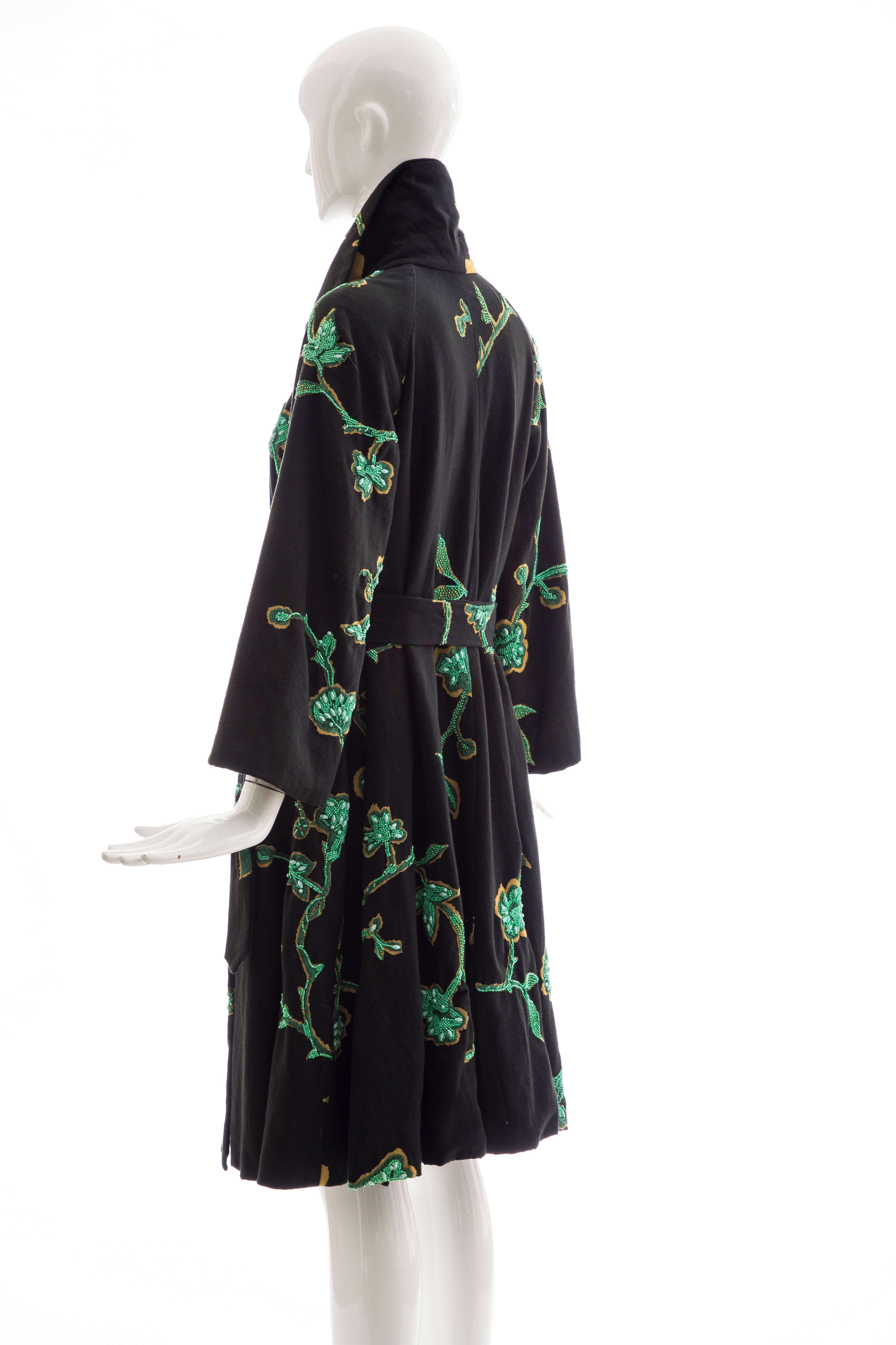 Dries Van Noten Runway Black Cotton Embroidered Beaded Coat, Fall 2005 For Sale 8