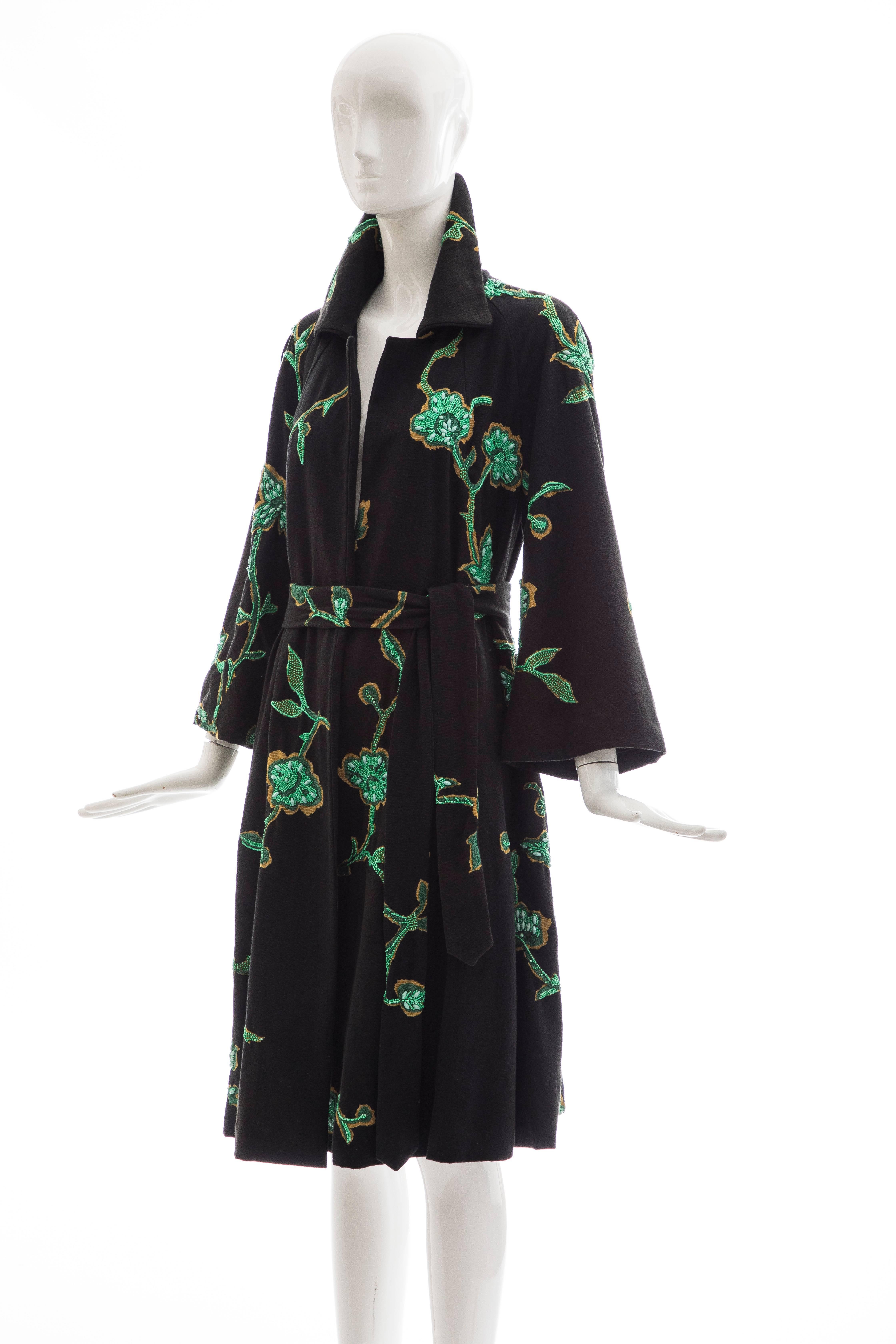 Dries Van Noten Runway Black Cotton Embroidered Beaded Coat, Fall 2005 For Sale 11