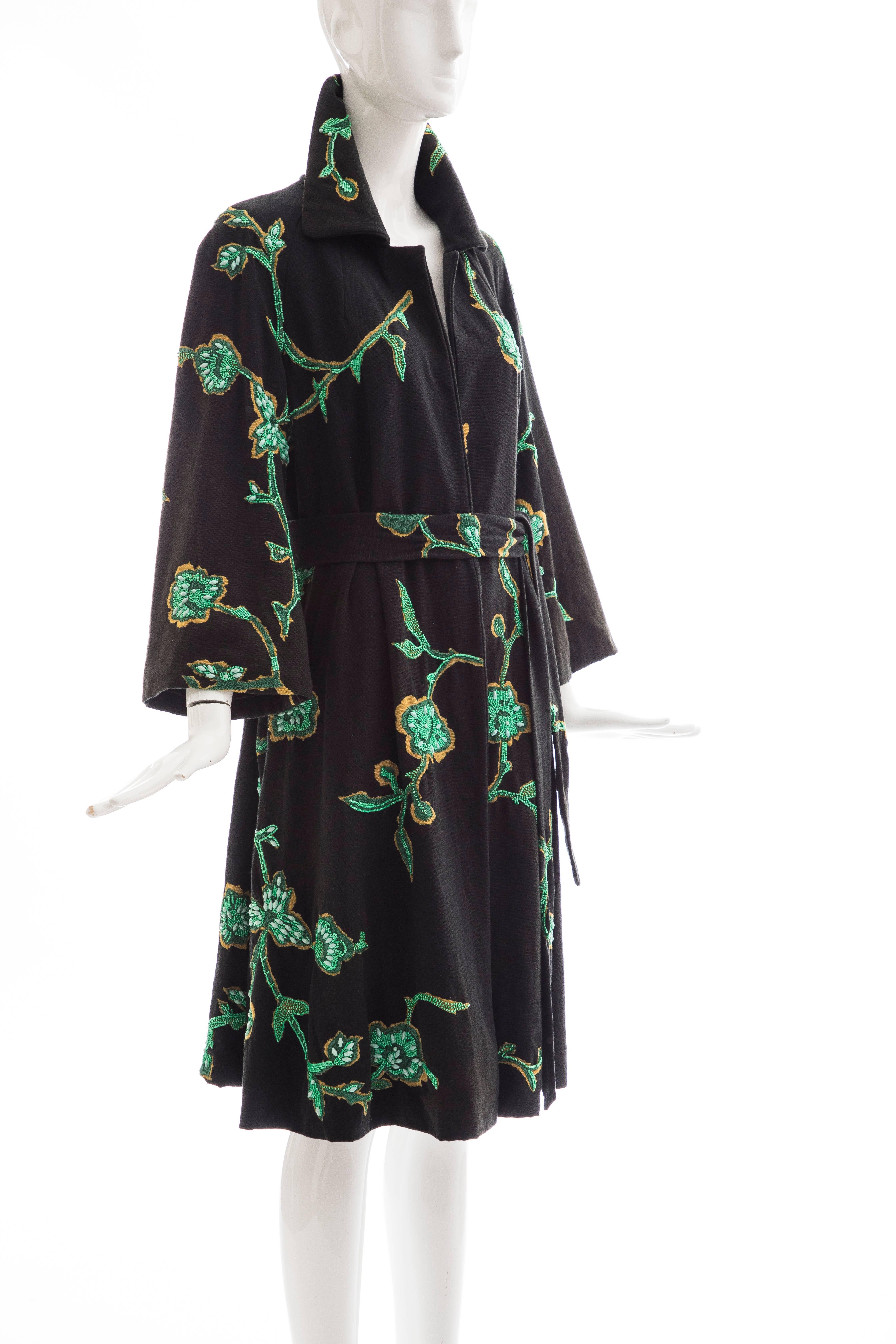 Dries Van Noten Runway Black Cotton Embroidered Beaded Coat, Fall 2005 For Sale 12