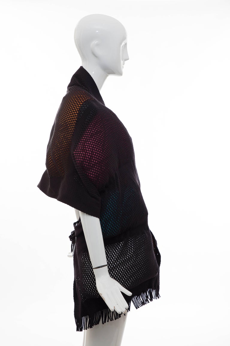 Issey Miyake Runway Nylon Cotton Open Knit Overlay Puffer Scarf, Fall
