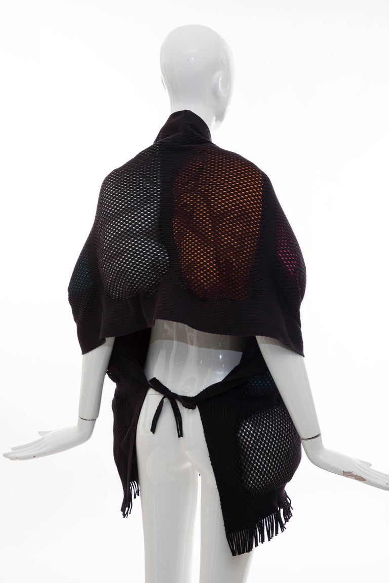 Issey Miyake Runway Nylon Cotton Open Knit Overlay Puffer Scarf, Fall