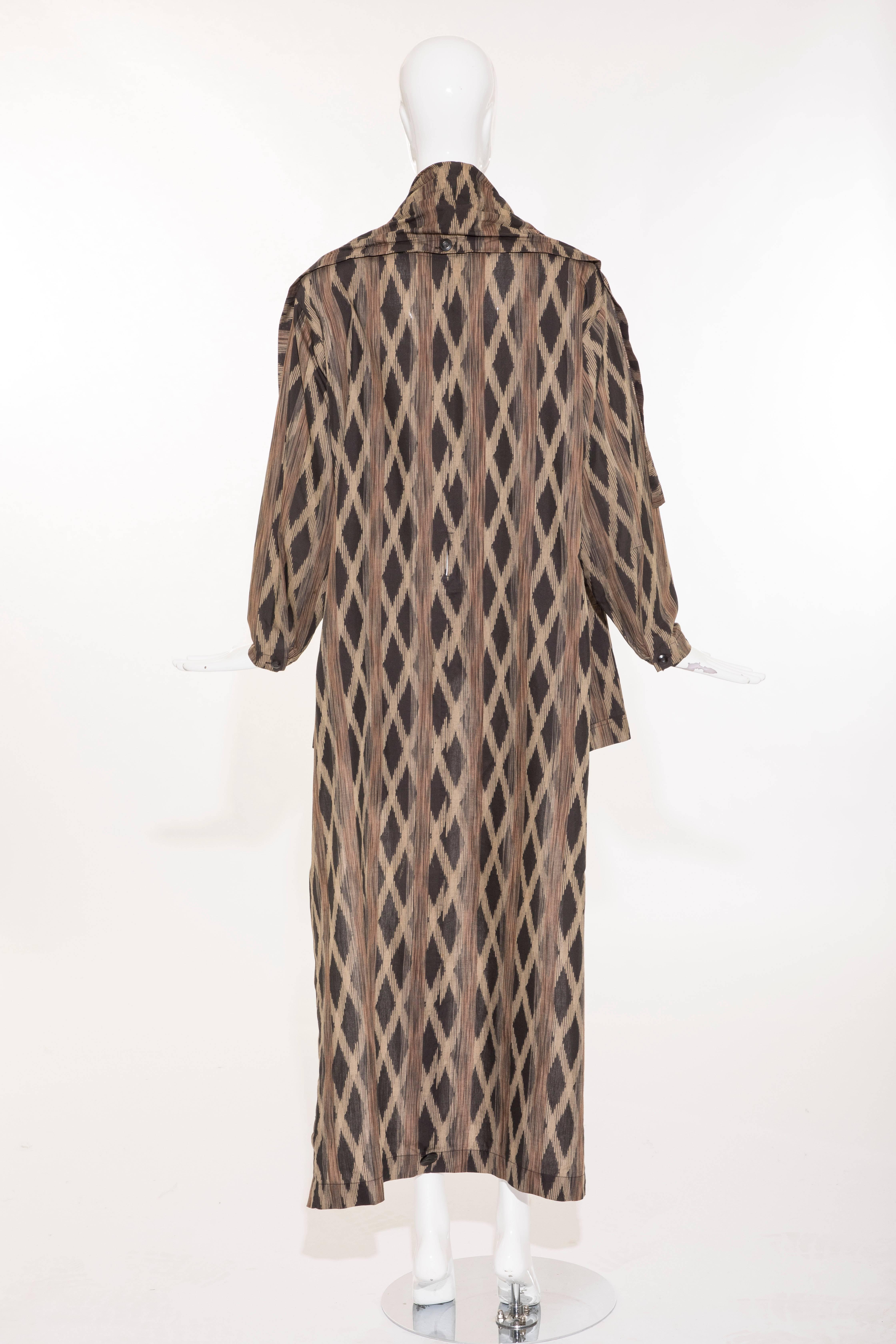 Brown Issey Miyake Cotton Silk Lattice Weave Jacket Duster Cardigan, Fall 1986 For Sale