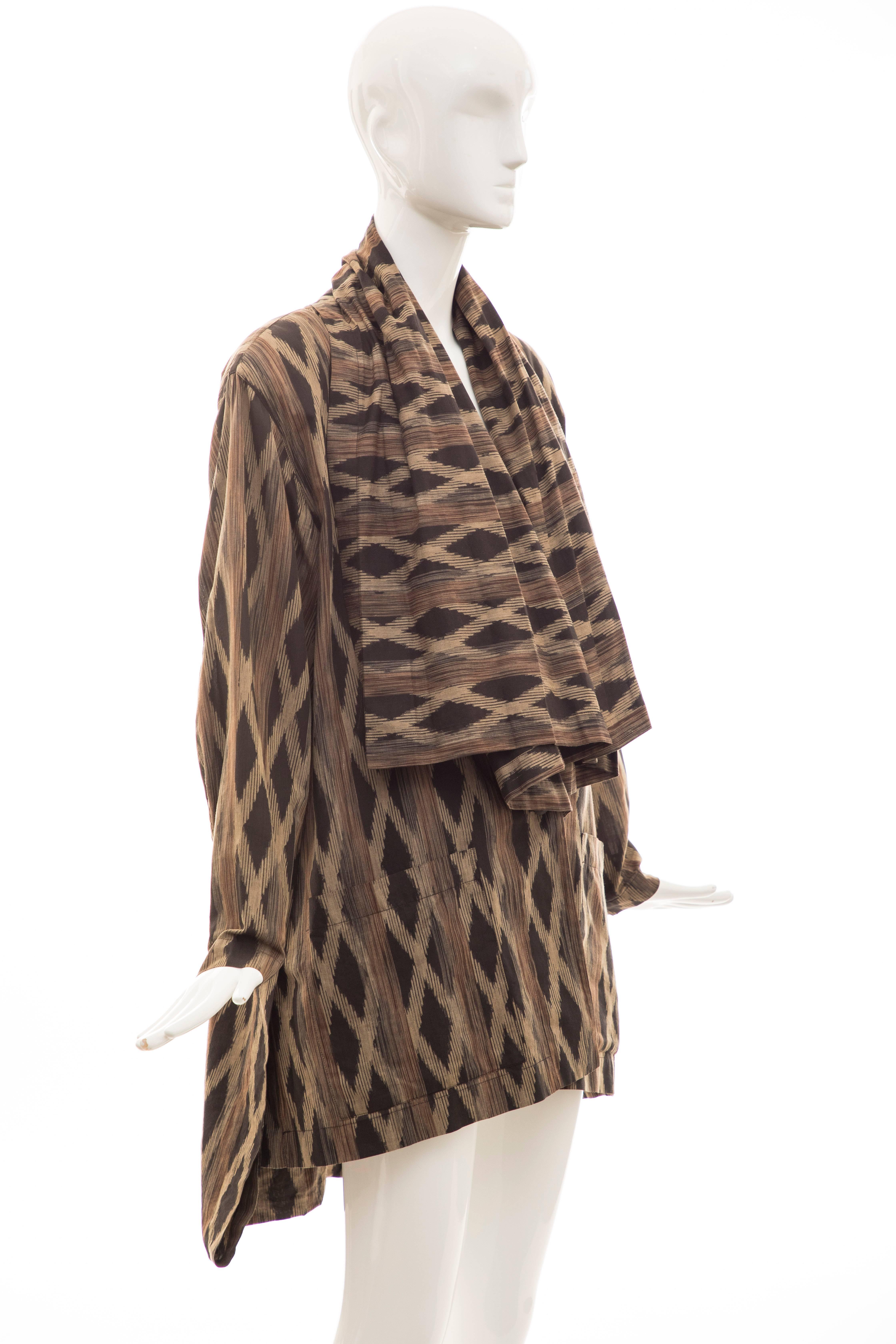 Issey Miyake Cotton Silk Lattice Weave Jacket Duster Cardigan, Fall 1986 In Excellent Condition For Sale In Cincinnati, OH