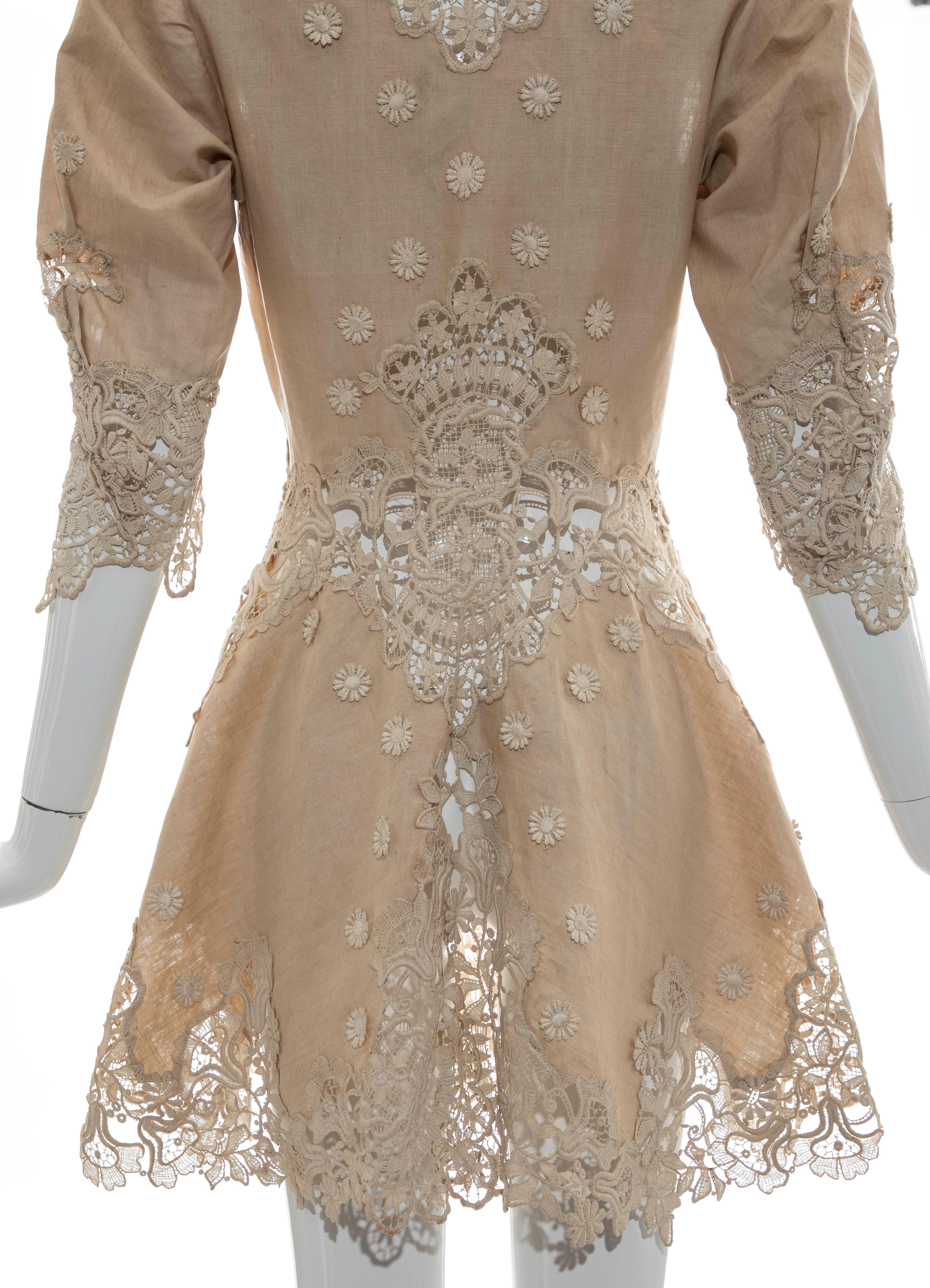 Edwardian Cut Work Lace Linen Jacket, Circa 1905 4